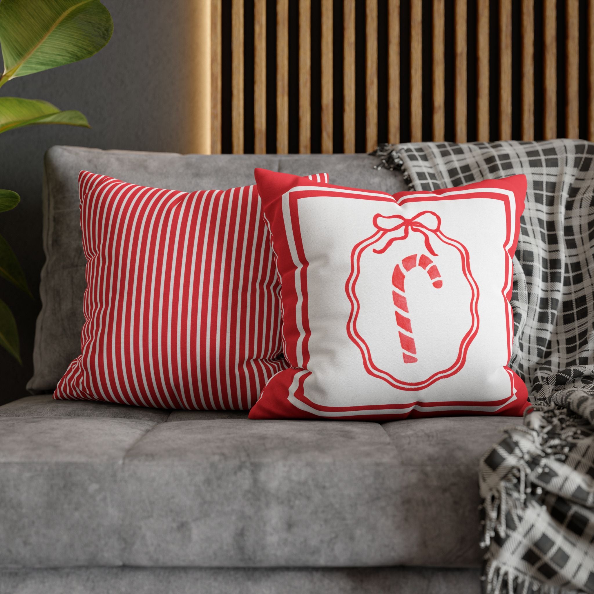 Candy Cane Christmas Pillow Cover
