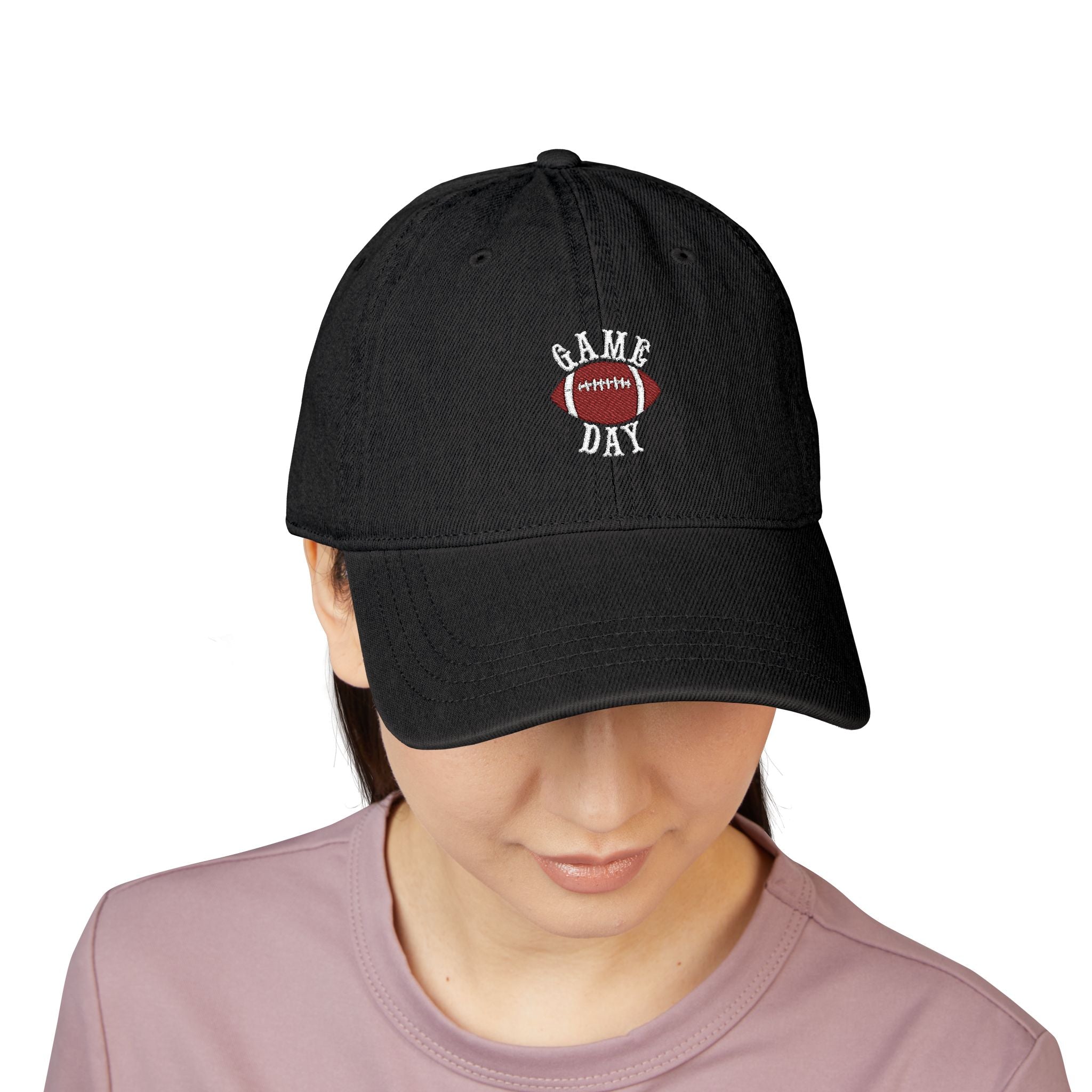 Football Game Day Cap, Denim Embroidered Football Hat