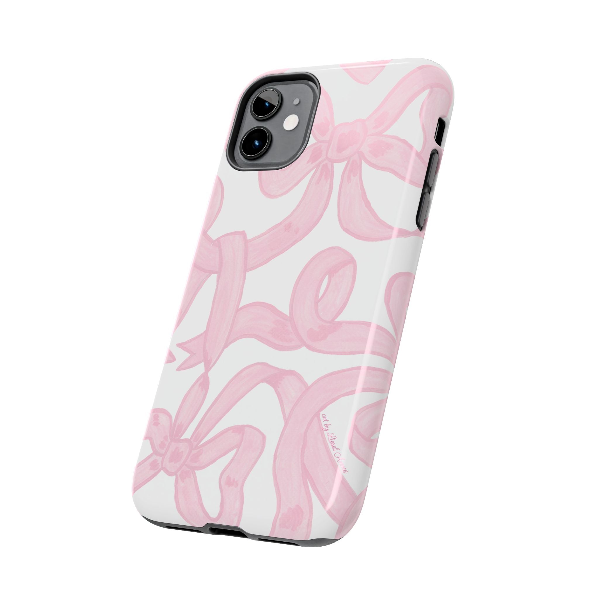 Pink Bows Phone Case - Tough Dual Layer Protection for iPhone 11 to 14