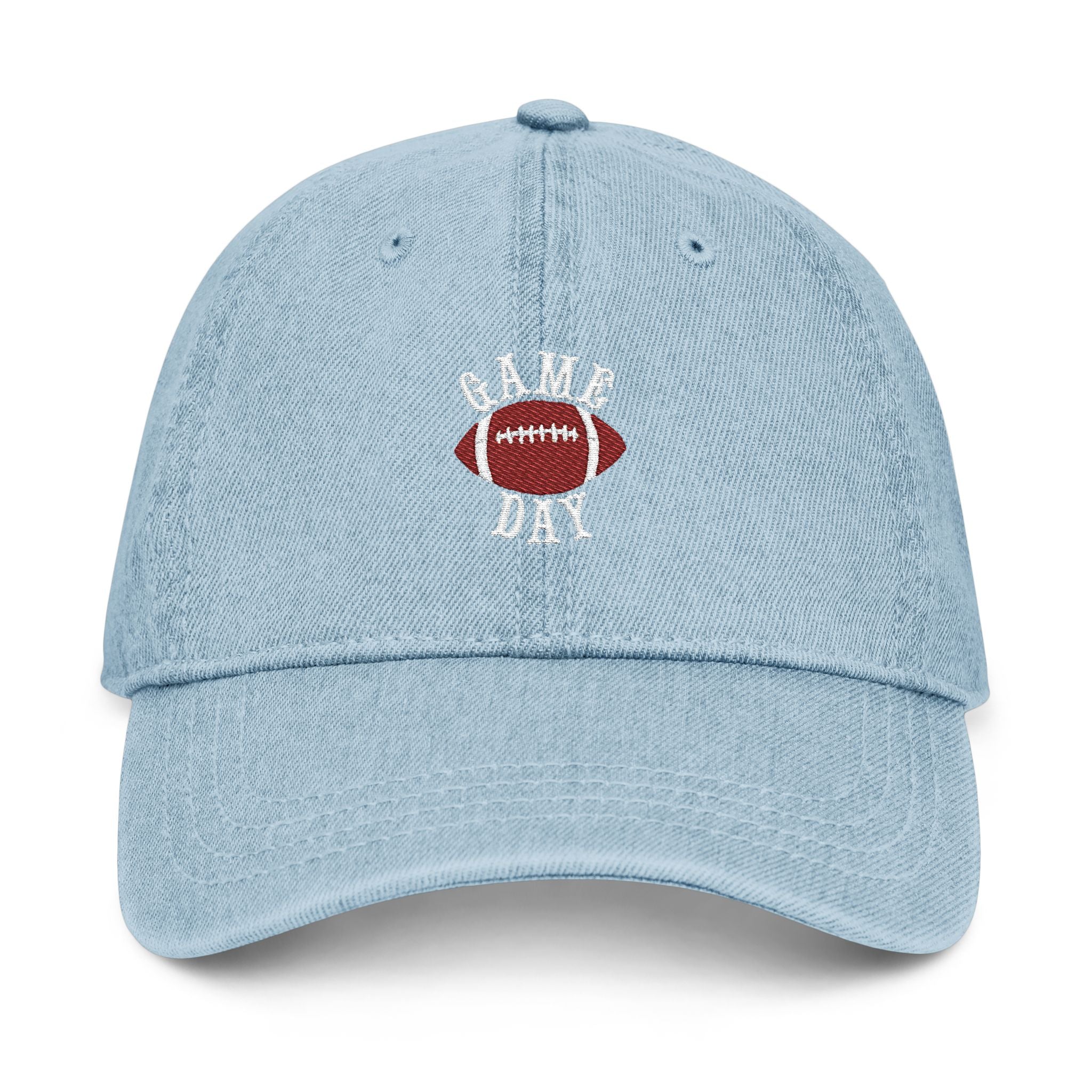 Football Game Day Cap, Denim Embroidered Football Hat