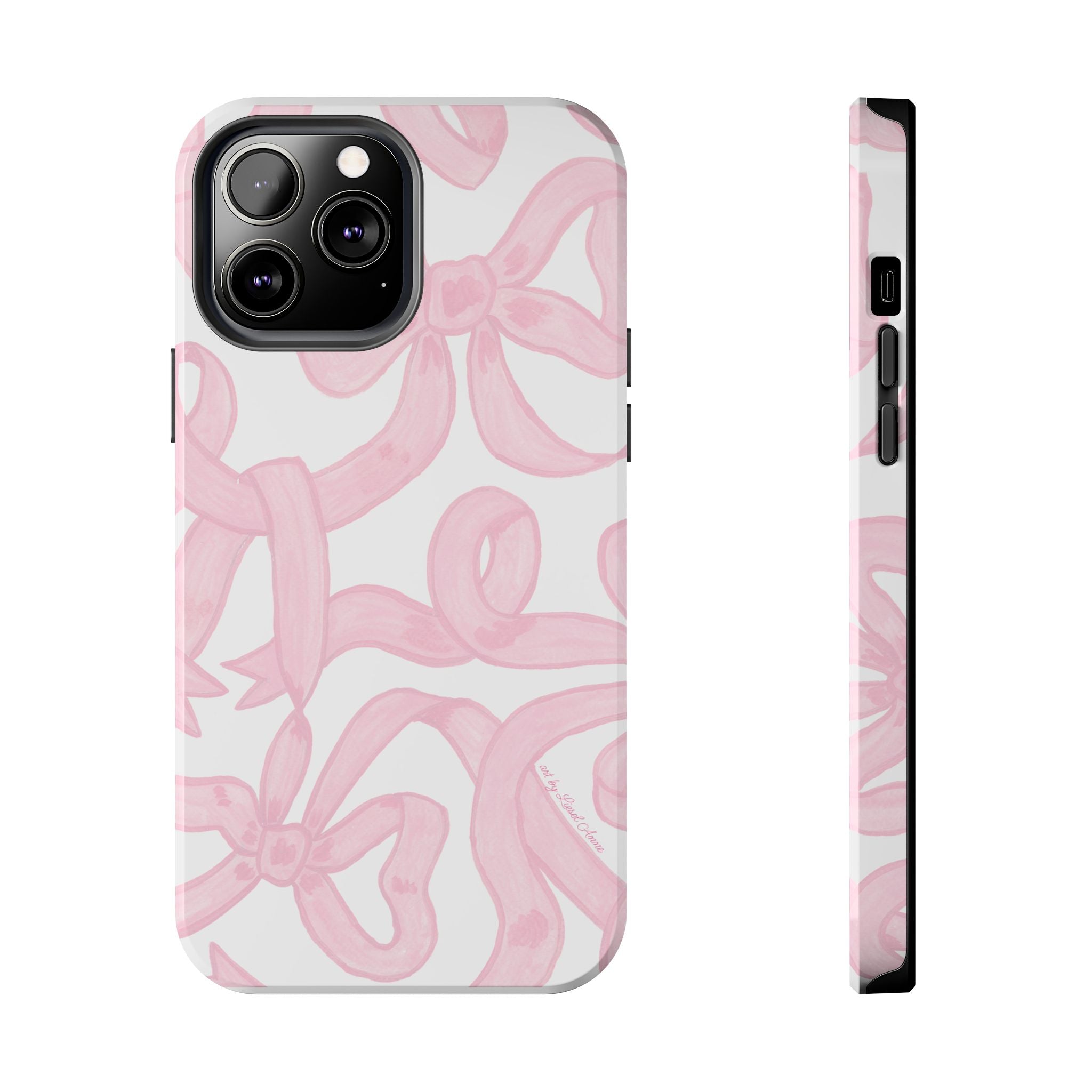Pink Bows Phone Case - Tough Dual Layer Protection for iPhone 11 to 14