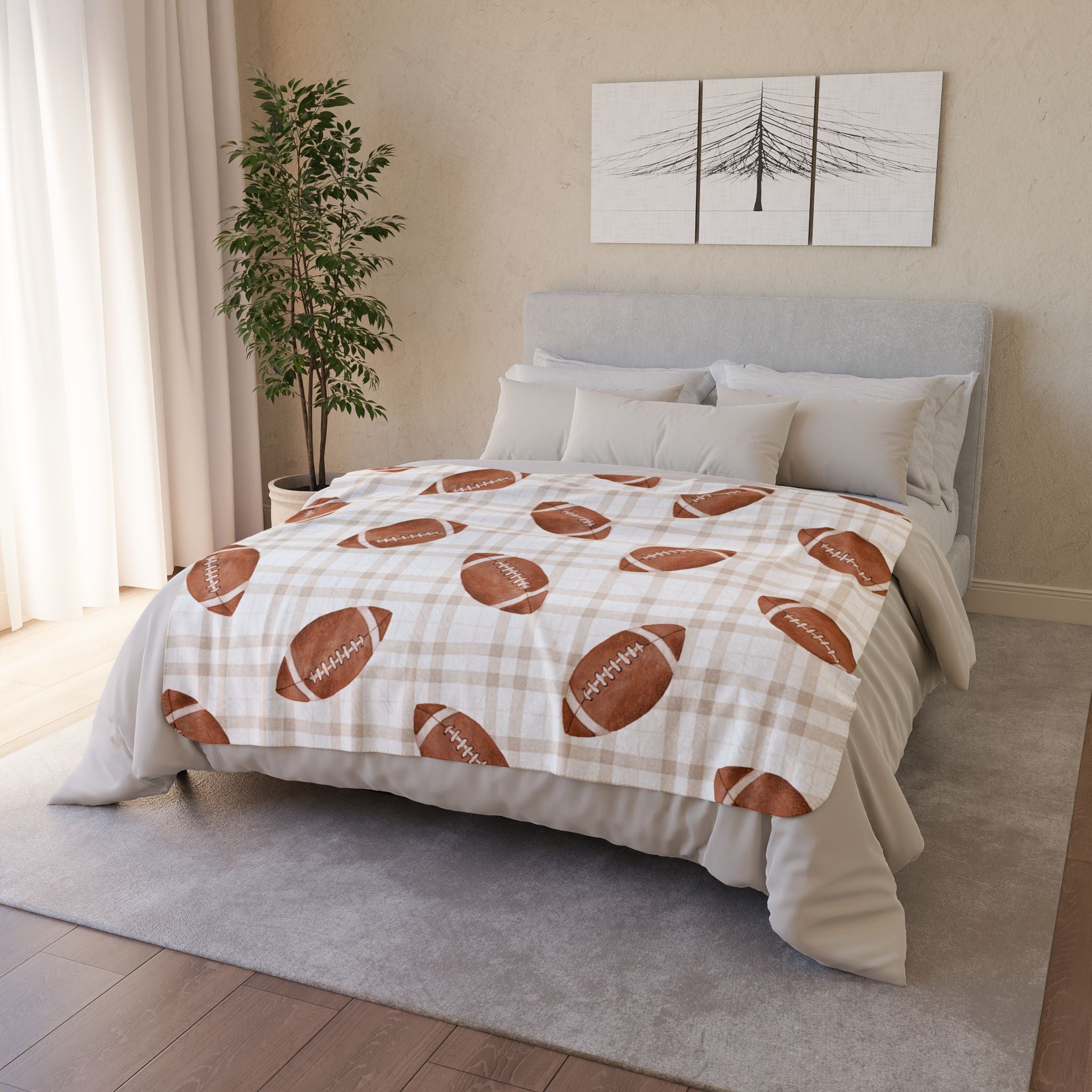 Football Game Day Sherpa Plaid Blanket