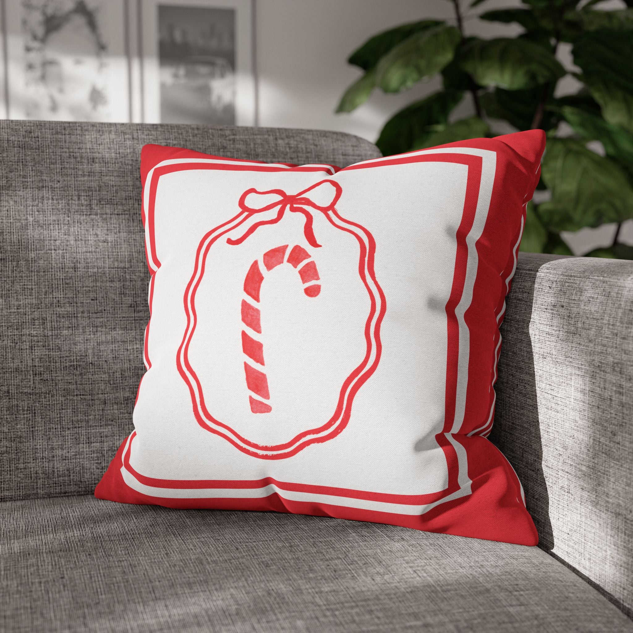 Candy Cane Christmas Pillow Cover