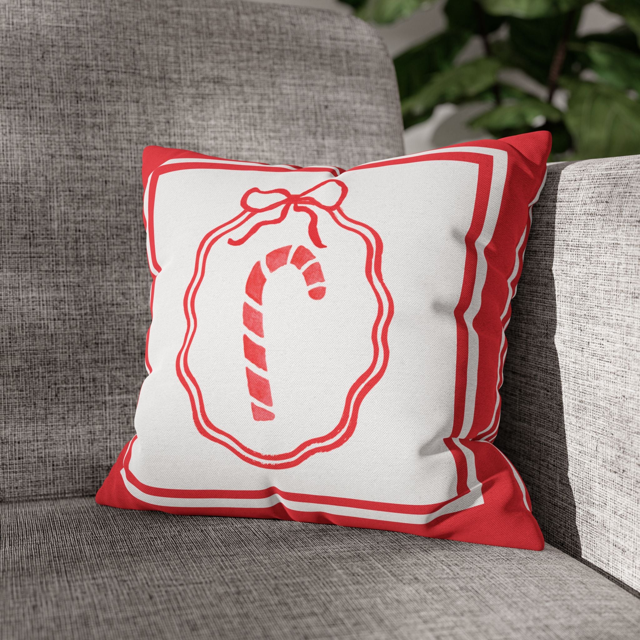 Candy Cane Christmas Pillow Cover