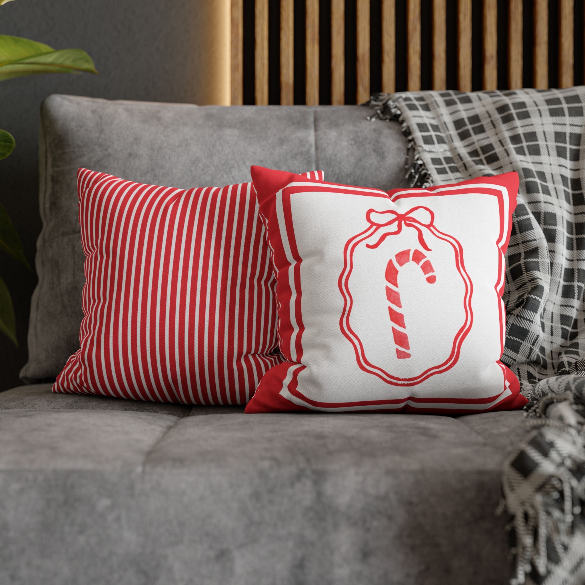Candy Cane Christmas Pillow Cover