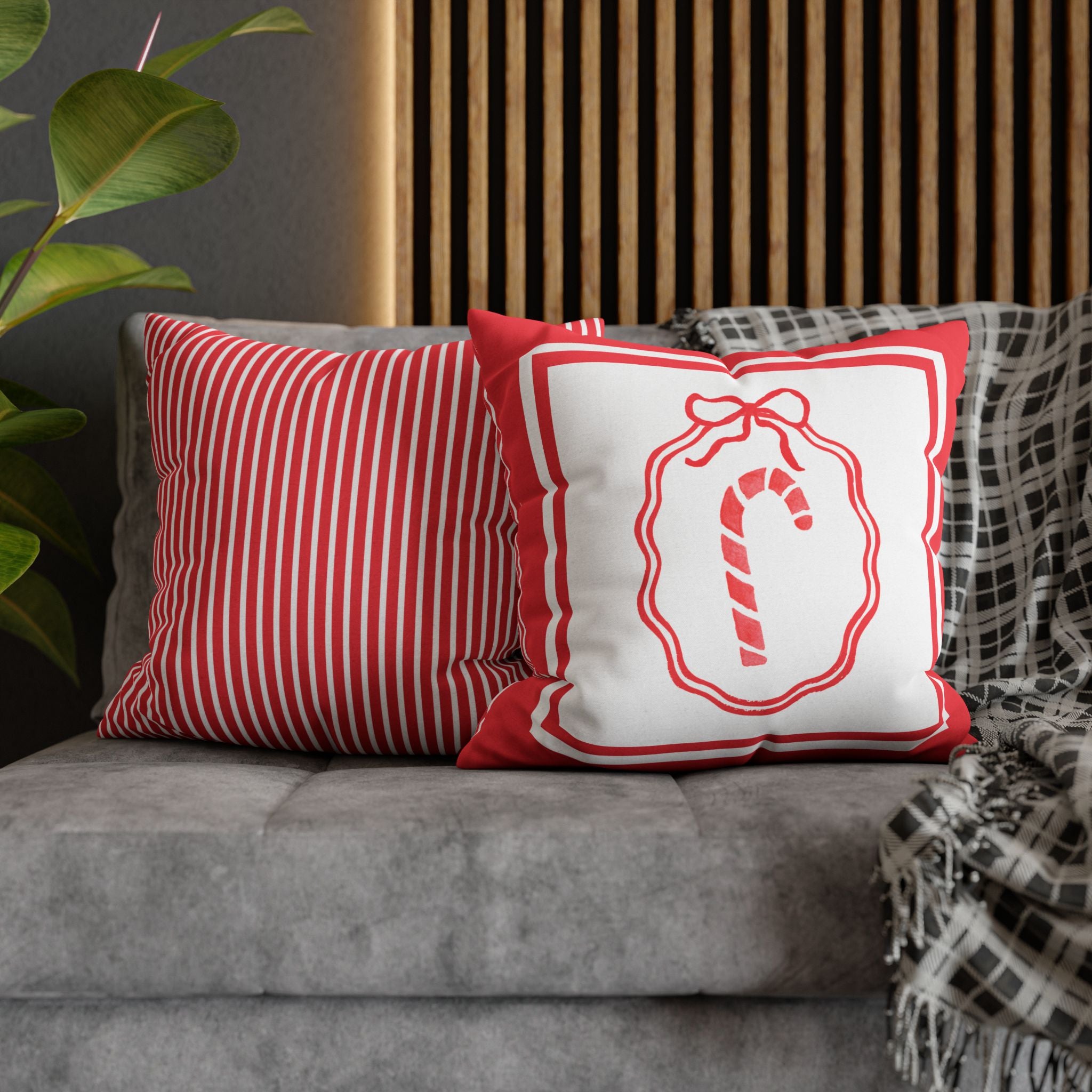 Candy Cane Christmas Pillow Cover