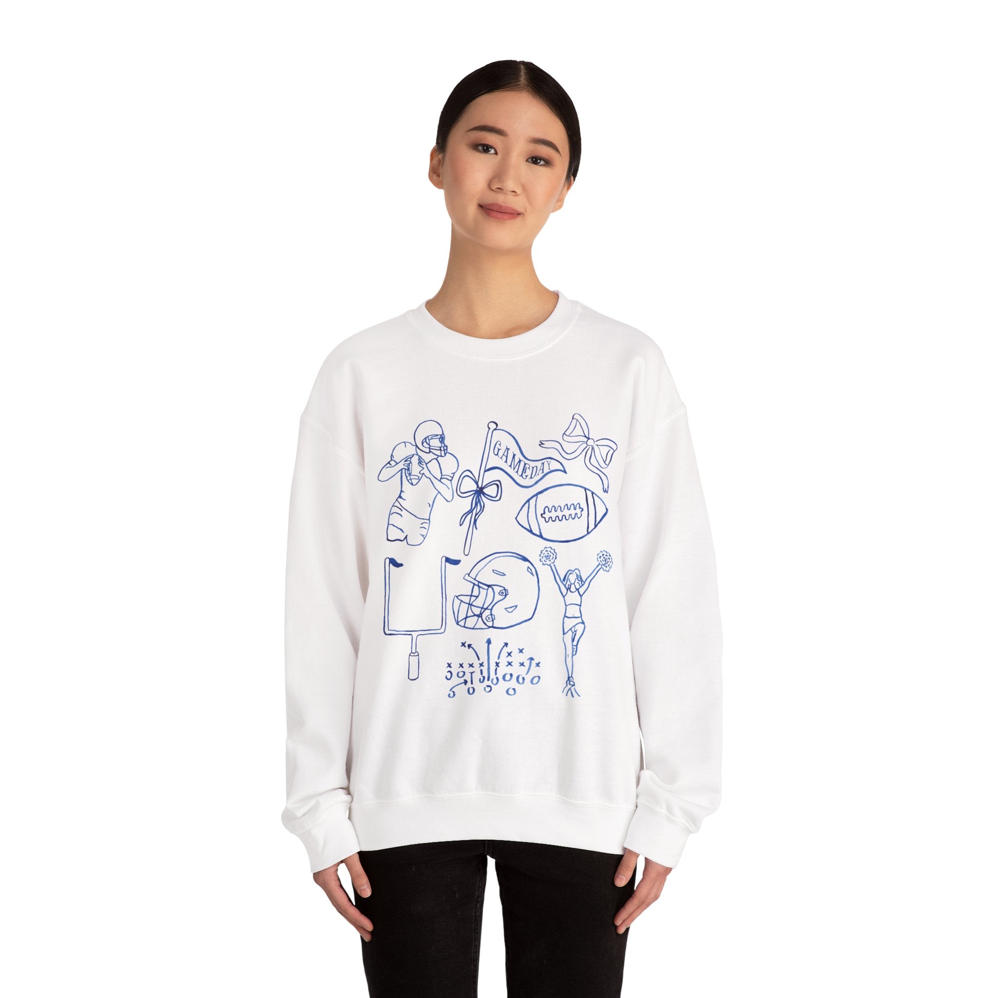 Blue & White Girly Football Gameday Sweatshirt