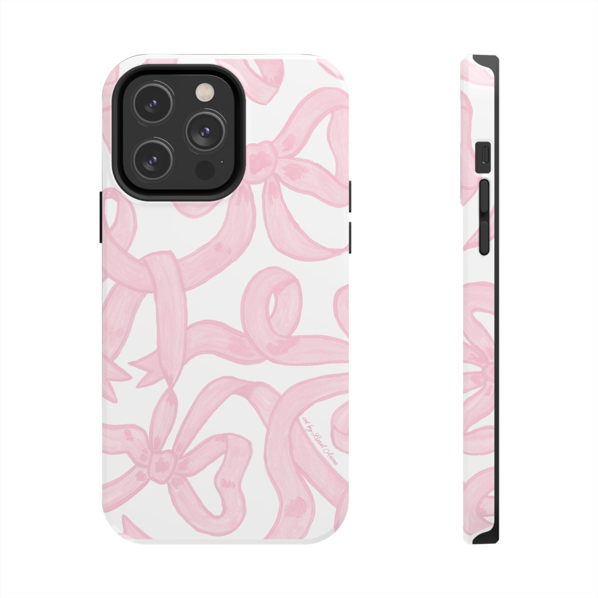 Pink Bows Phone Case - Tough Dual Layer Protection for iPhone 11 to 14