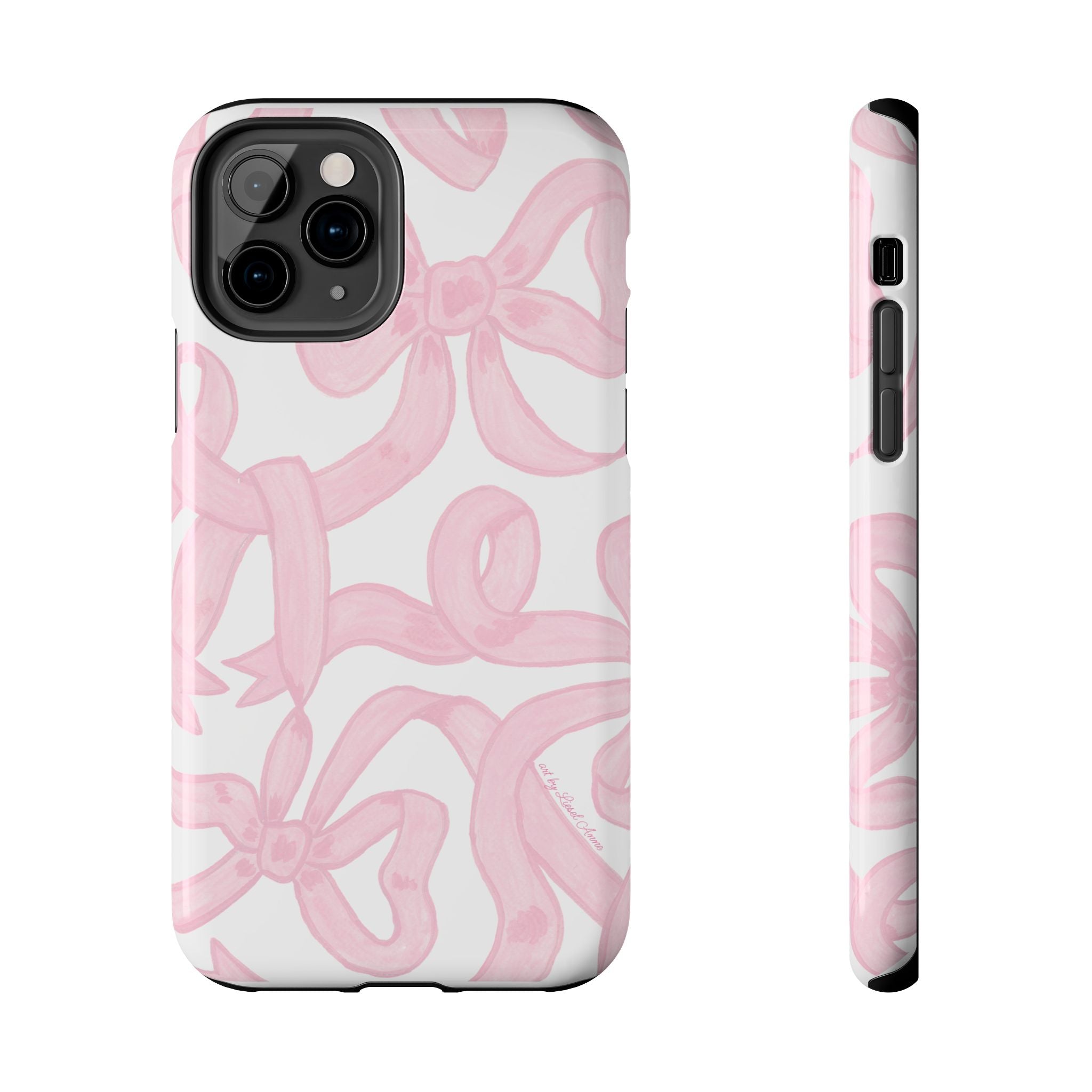 Pink Bows Phone Case - Tough Dual Layer Protection for iPhone 11 to 14
