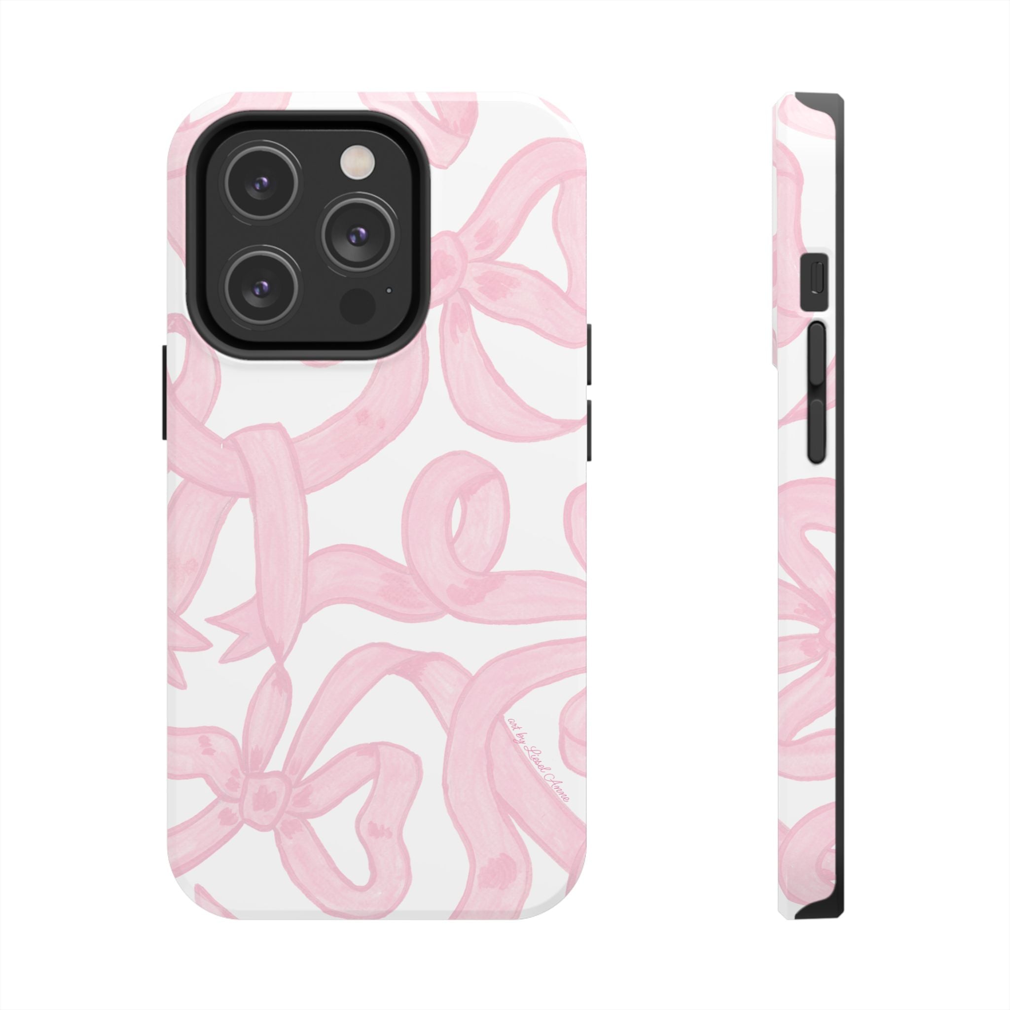 Pink Bows Phone Case - Tough Dual Layer Protection for iPhone 11 to 14
