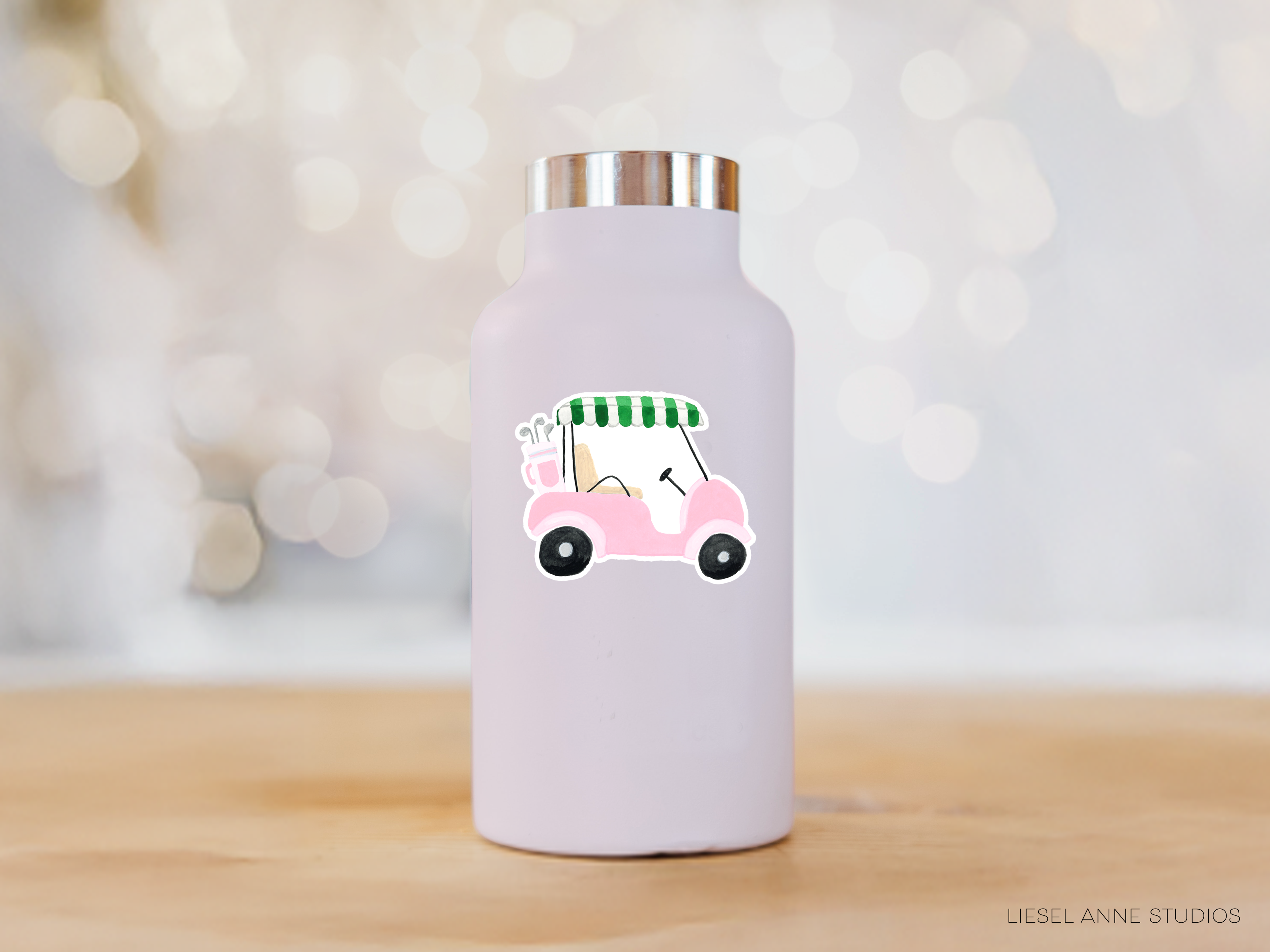 Golf Cart Pink & Green Vinyl Sticker