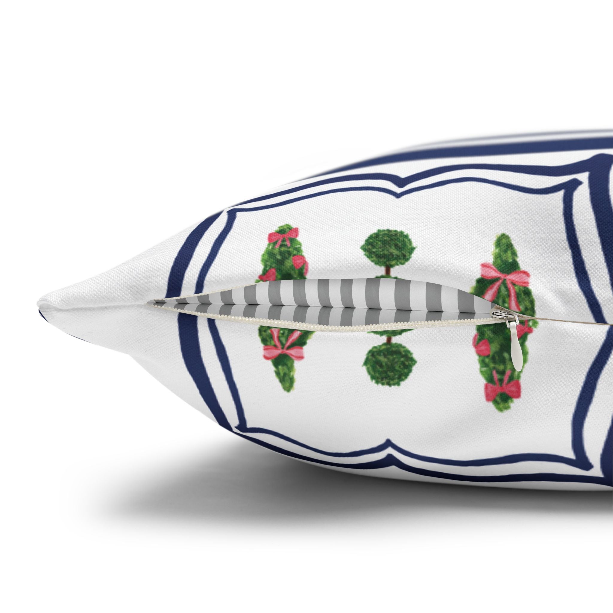 Topiary Trio Blue and White Christmas Pillow Cover