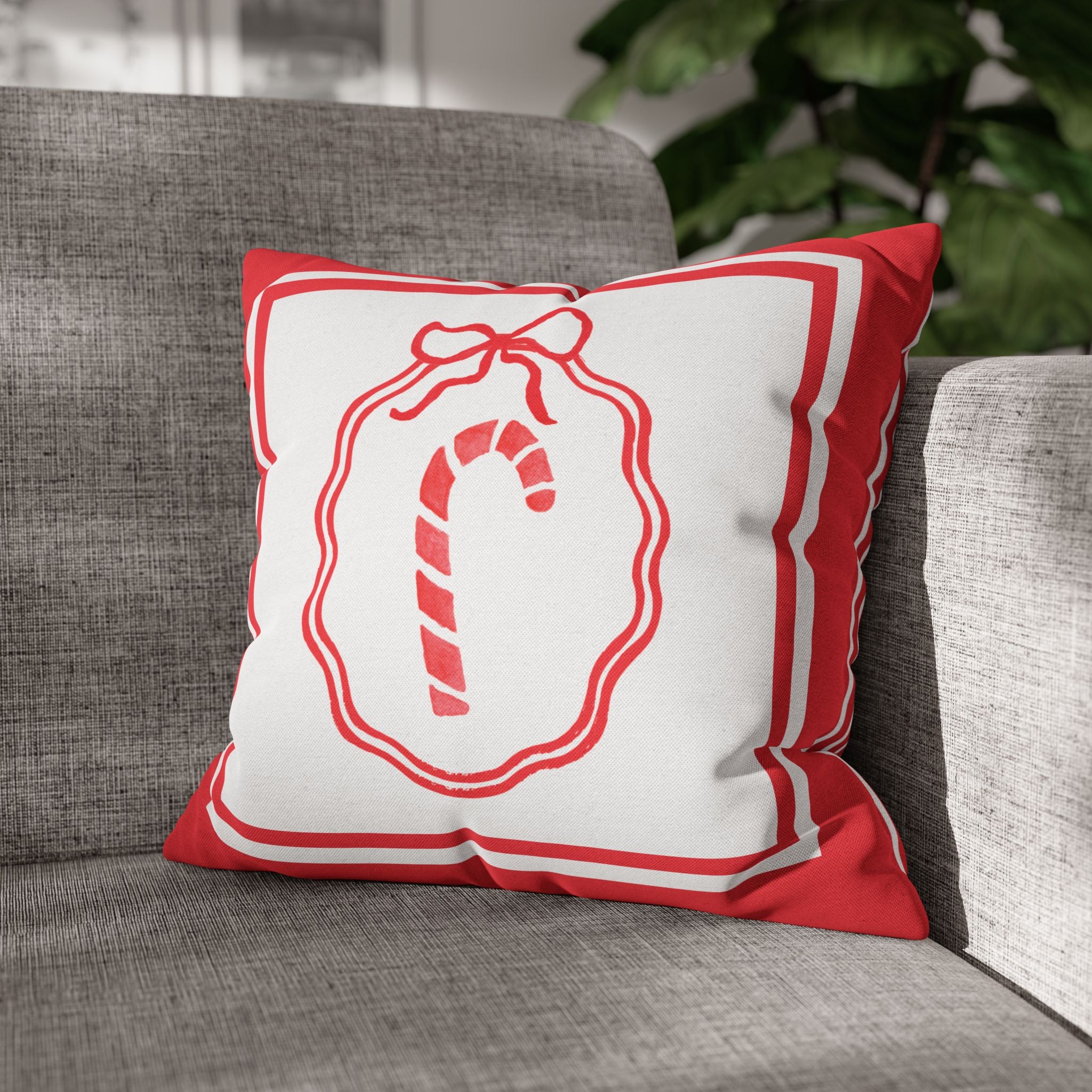 Candy Cane Christmas Pillow Cover
