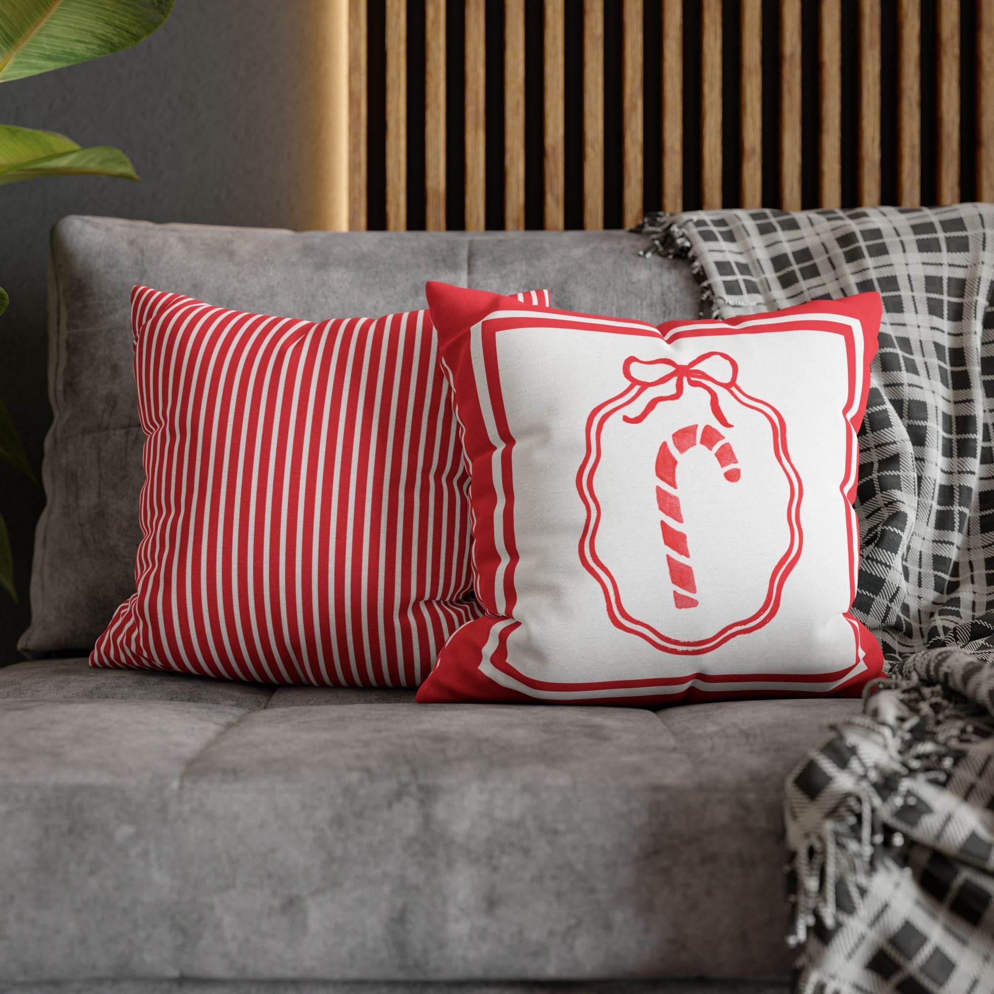 Candy Cane Christmas Pillow Cover