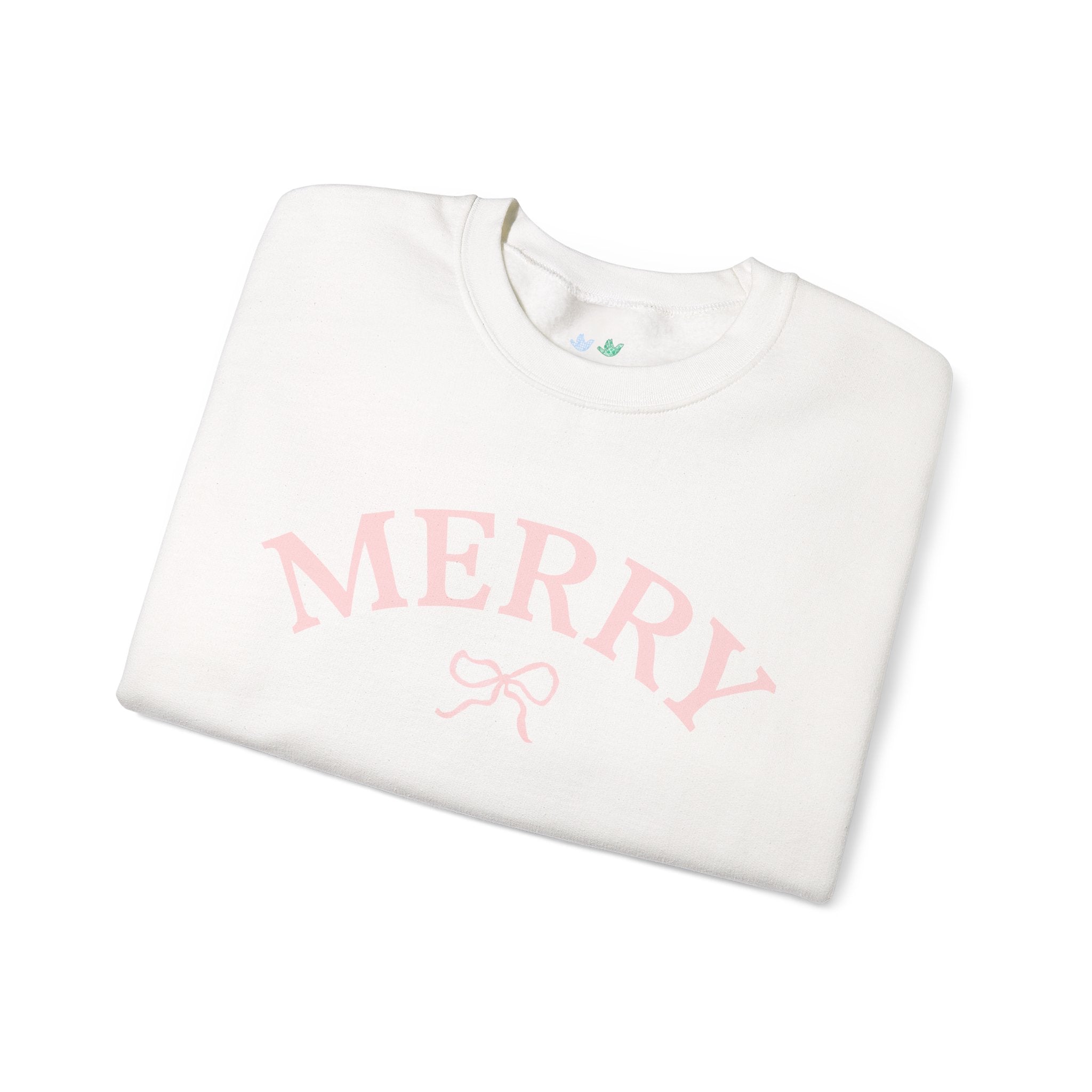 Merry Christmas Pink Bow Crewneck Sweatshirt
