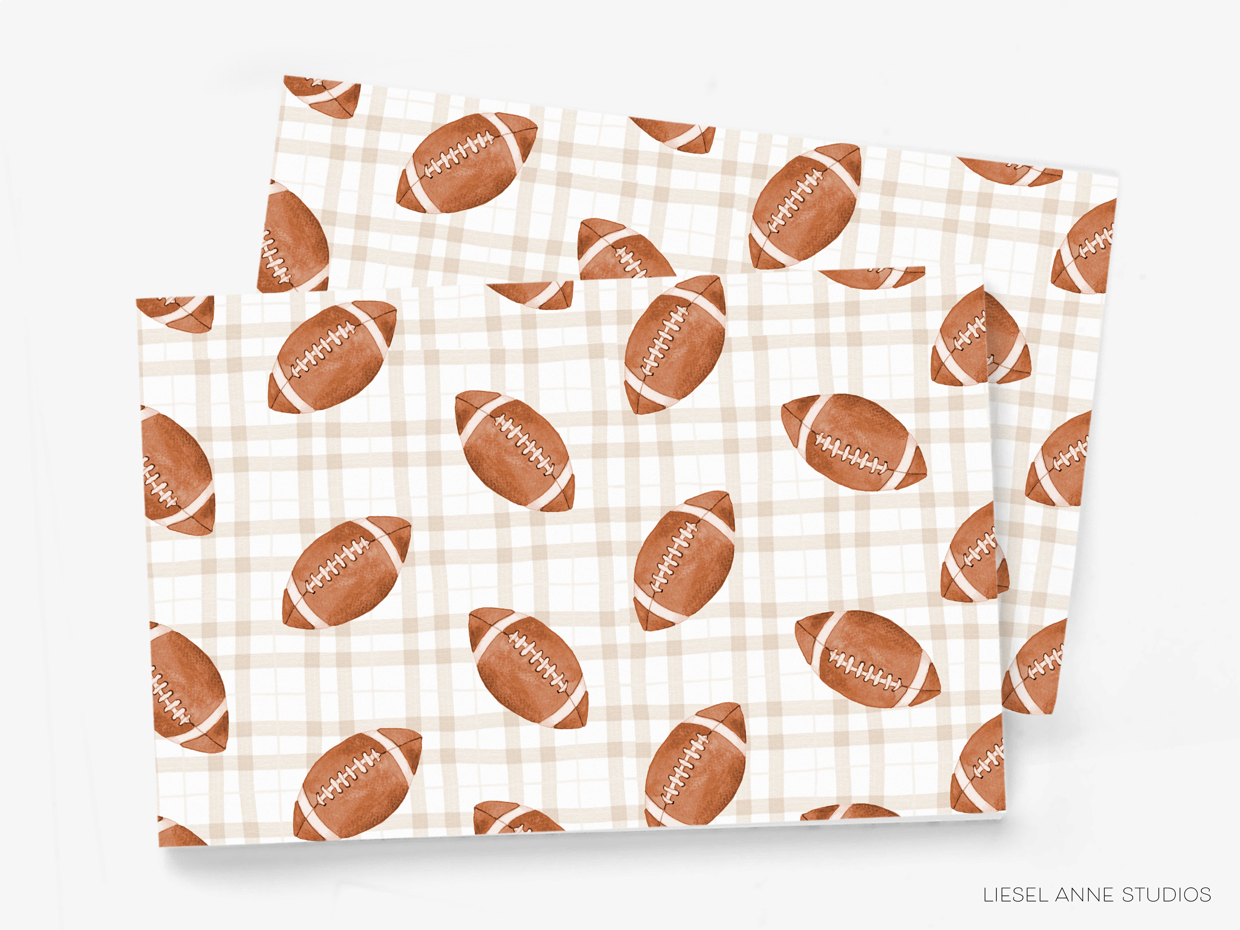 a repeating pattern of brown footballs on a white background.