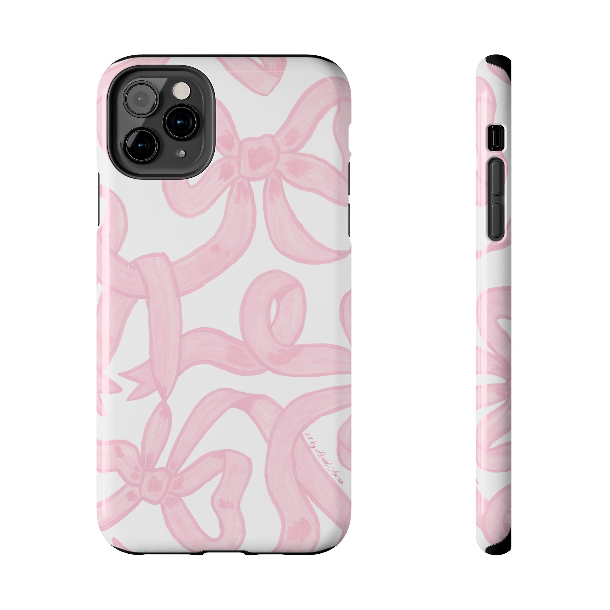 Pink Bows Phone Case - Tough Dual Layer Protection for iPhone 11 to 14