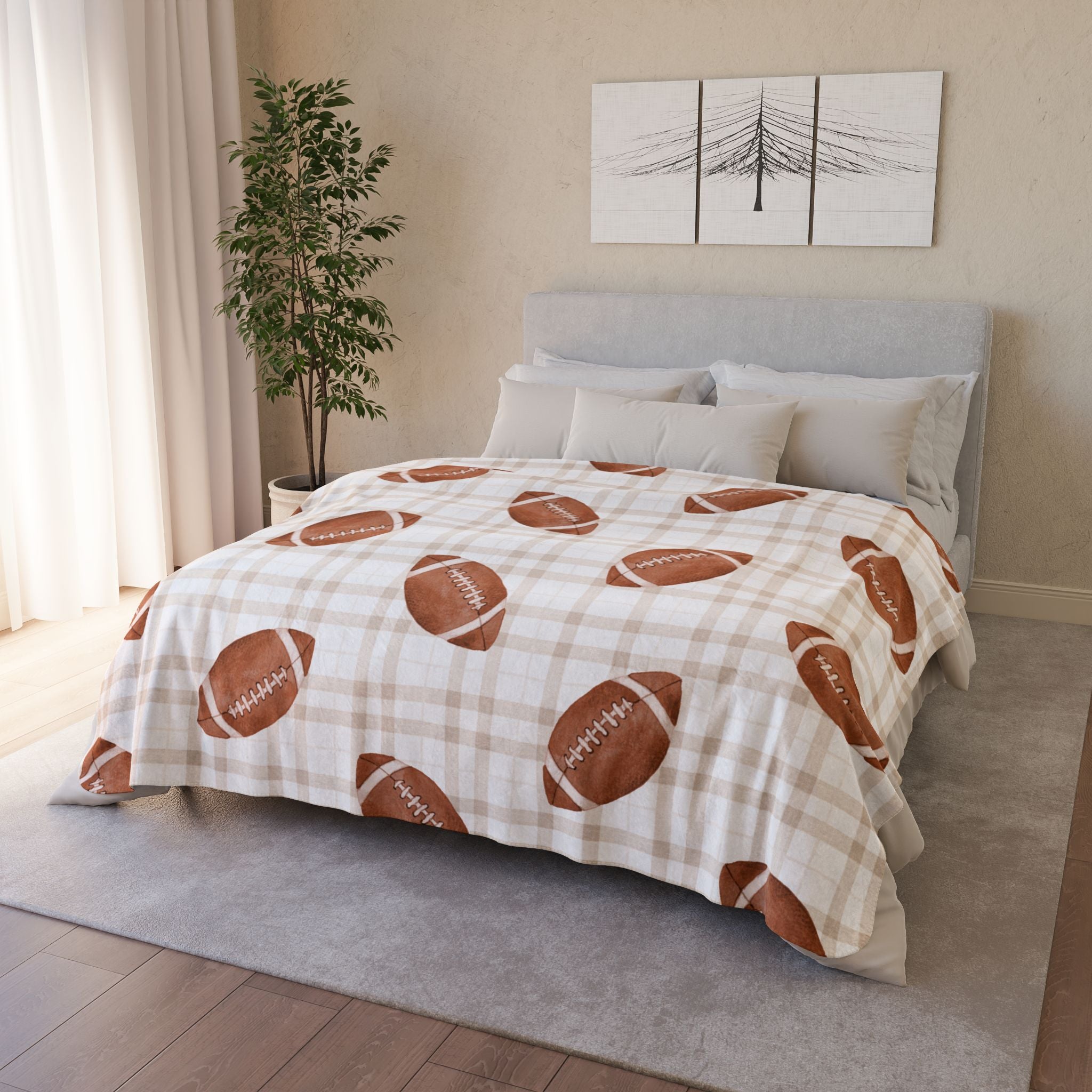 Football Game Day Sherpa Plaid Blanket