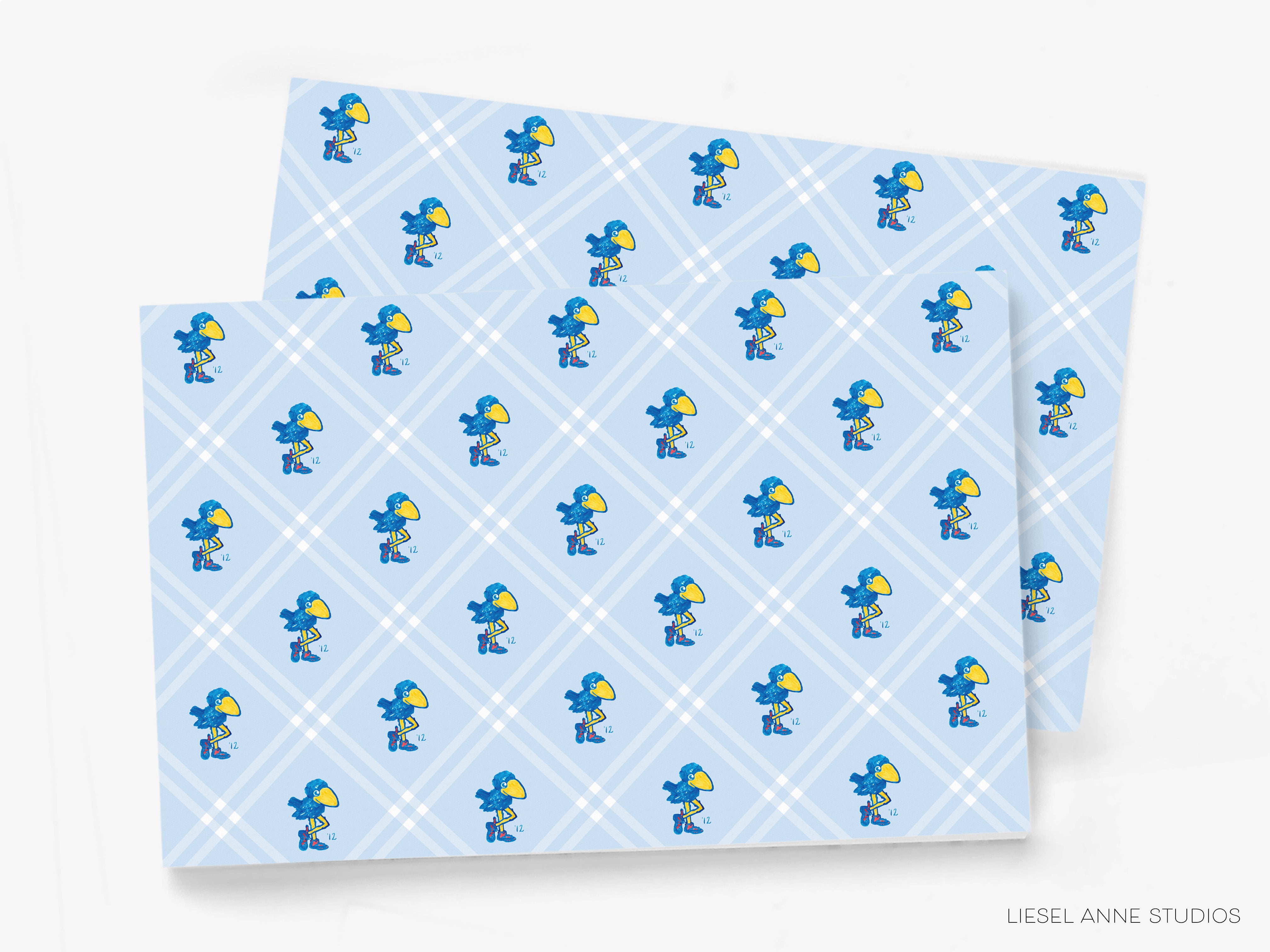 a repeating pattern of blue birds on a light blue background.