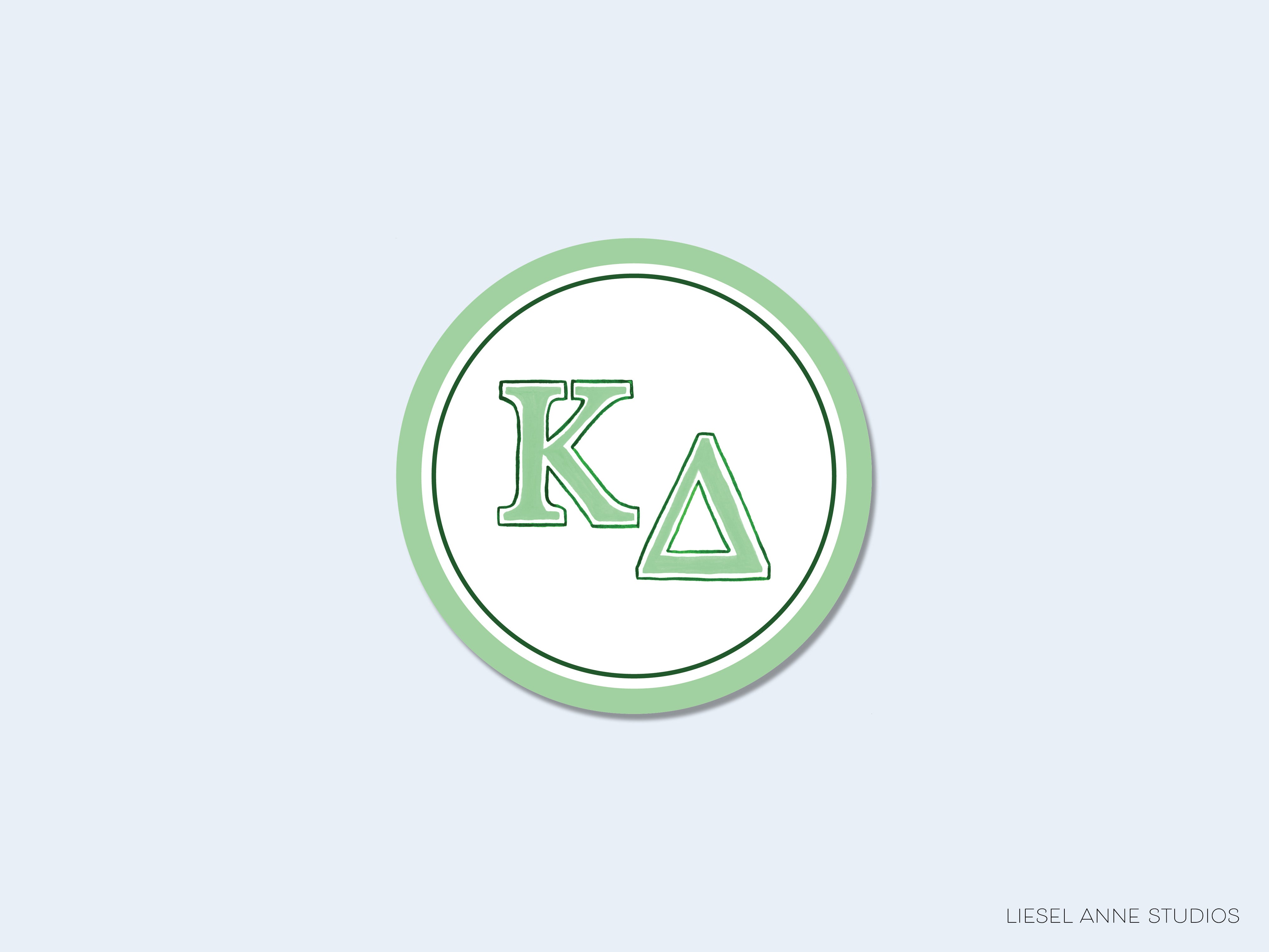 a green and white circle with the letter k a in it