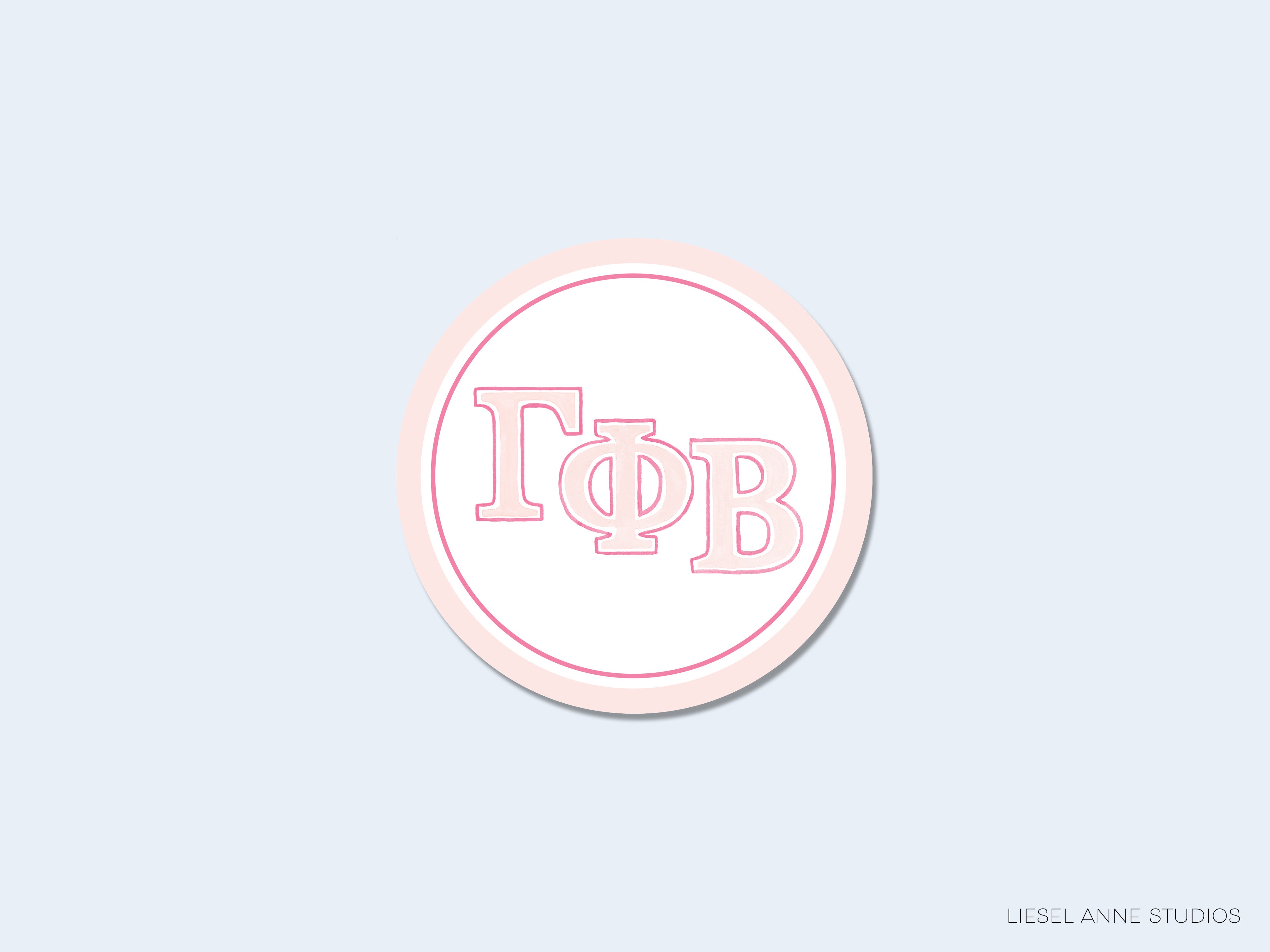 a pink and white circle with the word tb in it