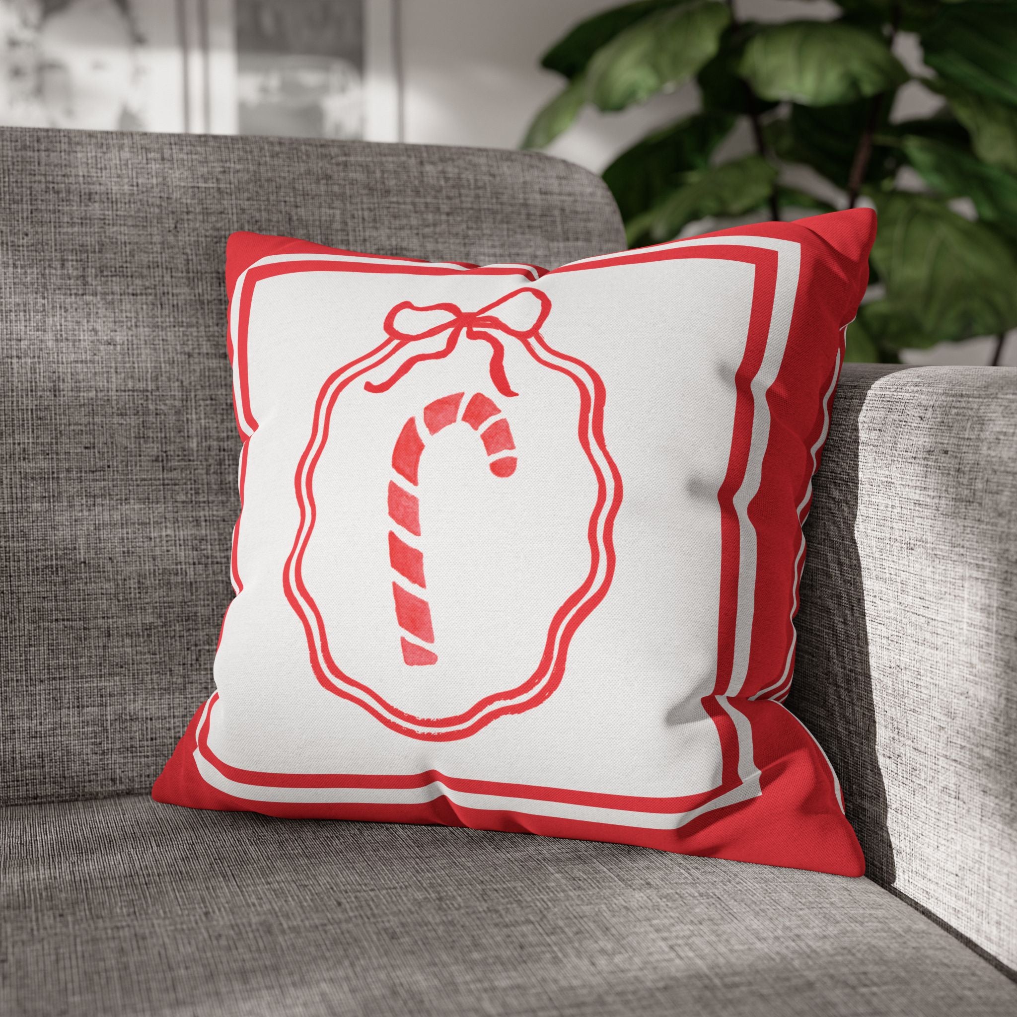 Candy Cane Christmas Pillow Cover