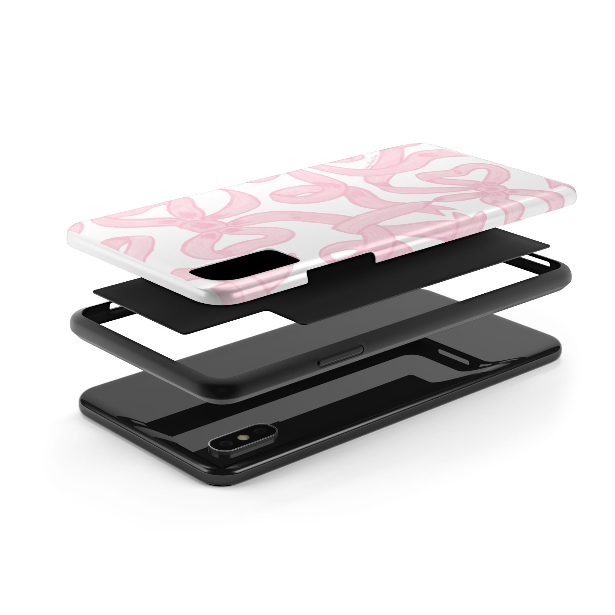 Pink Bows Phone Case - Tough Dual Layer Protection for iPhone 11 to 14
