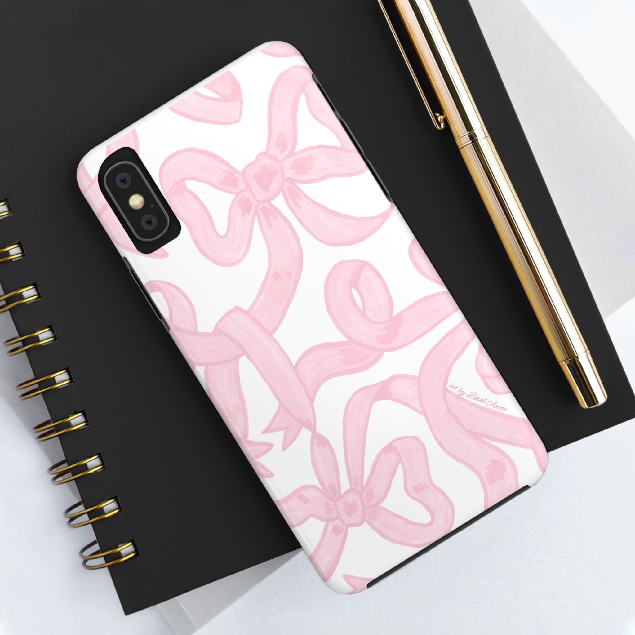 Pink Bows Phone Case - Tough Dual Layer Protection for iPhone 11 to 14