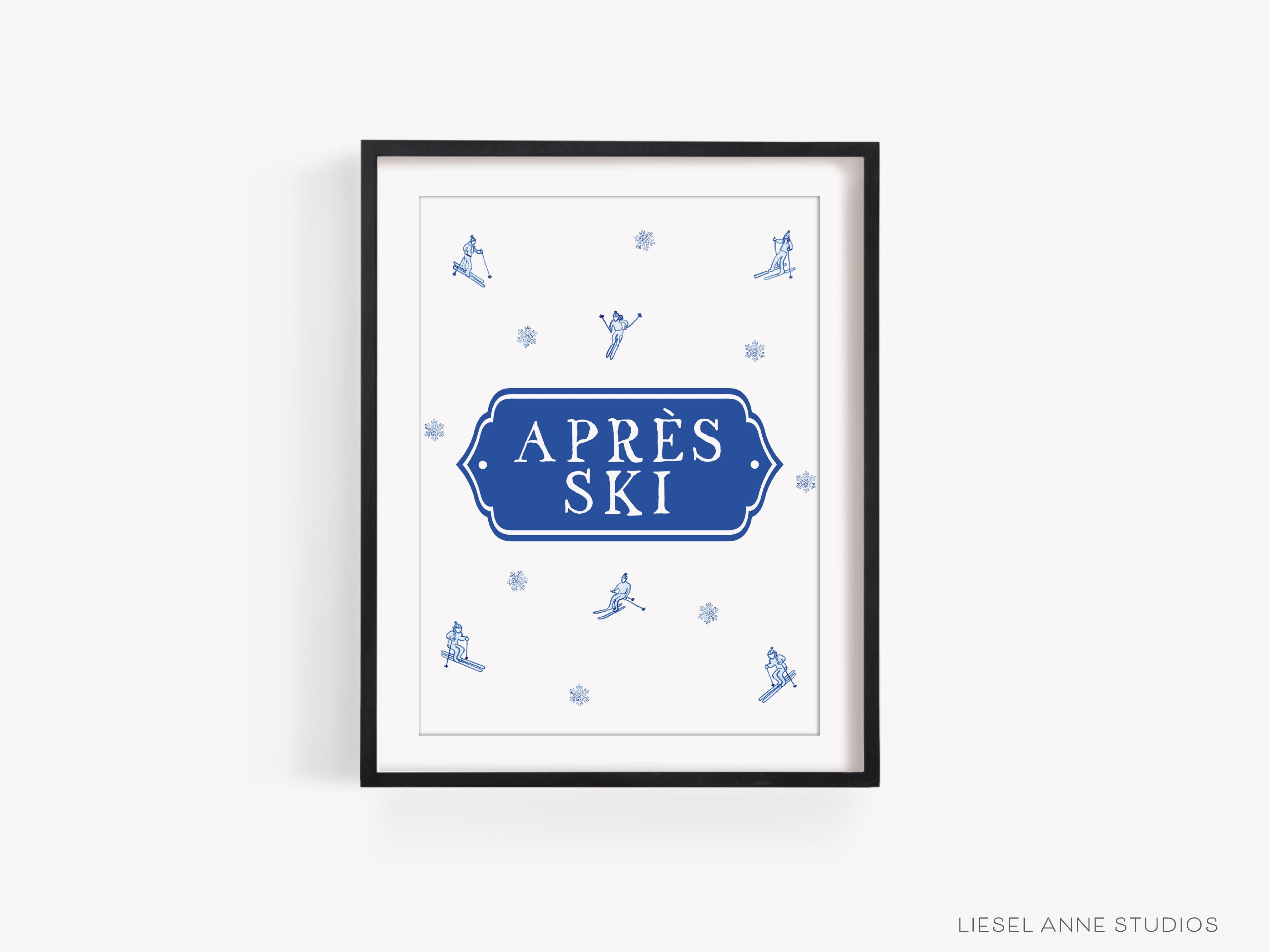 Après Ski Art Print-This watercolor art print features our hand-painted blue and white skiers, printed in the USA on 120lb high quality art paper. This makes a great gift or wall decor for the snow day lover in your life.-The Singing Little Bird
