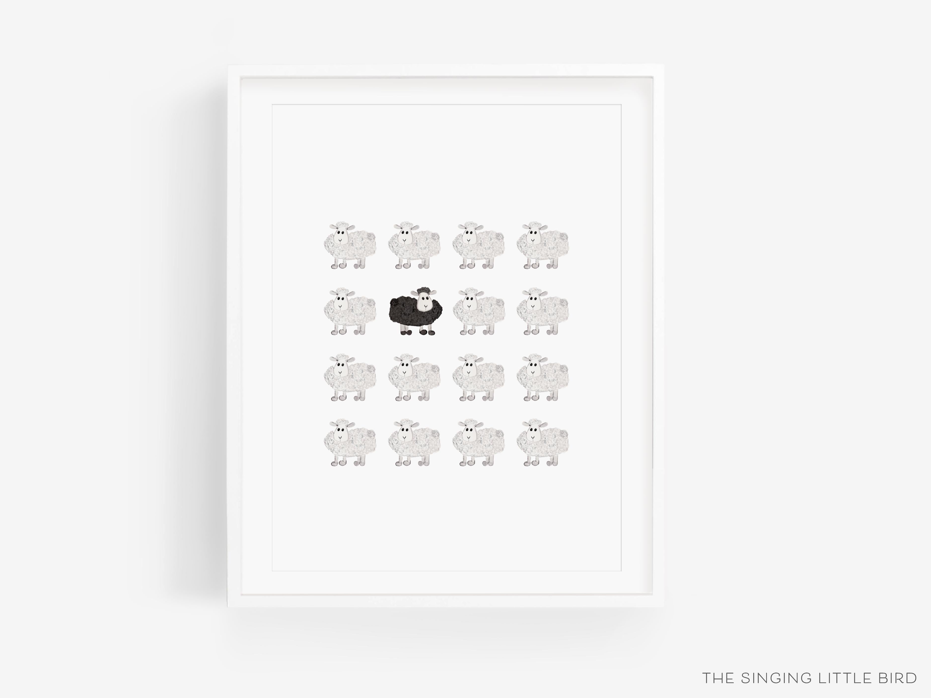 Black Sheep Art Print-This watercolor art print features our hand-painted black sheep, printed in the USA on 120lb high quality art paper. This makes a great gift or wall decor for the farm animal lover in your life.-The Singing Little Bird