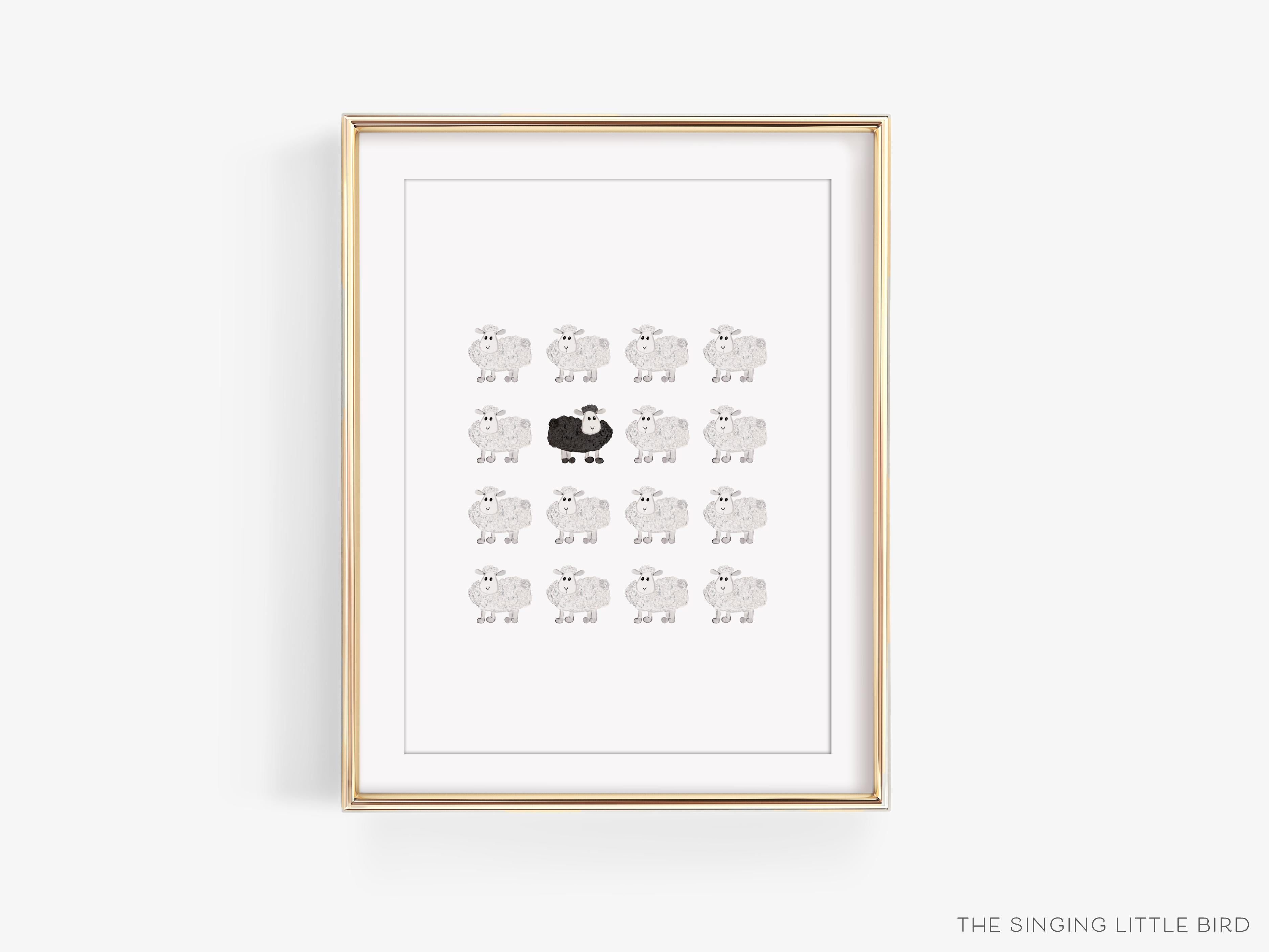 Black Sheep Art Print-This watercolor art print features our hand-painted black sheep, printed in the USA on 120lb high quality art paper. This makes a great gift or wall decor for the farm animal lover in your life.-The Singing Little Bird