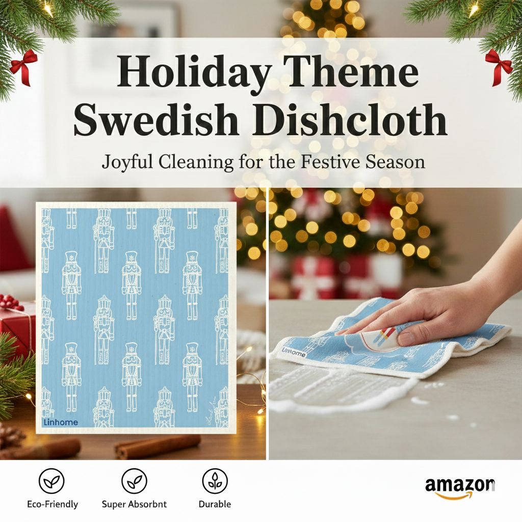 Holiday Nutcracker Collection Blue Nutcrackers- Linhome x Liesel Anne Swedish Dishcloths - 1 Pack