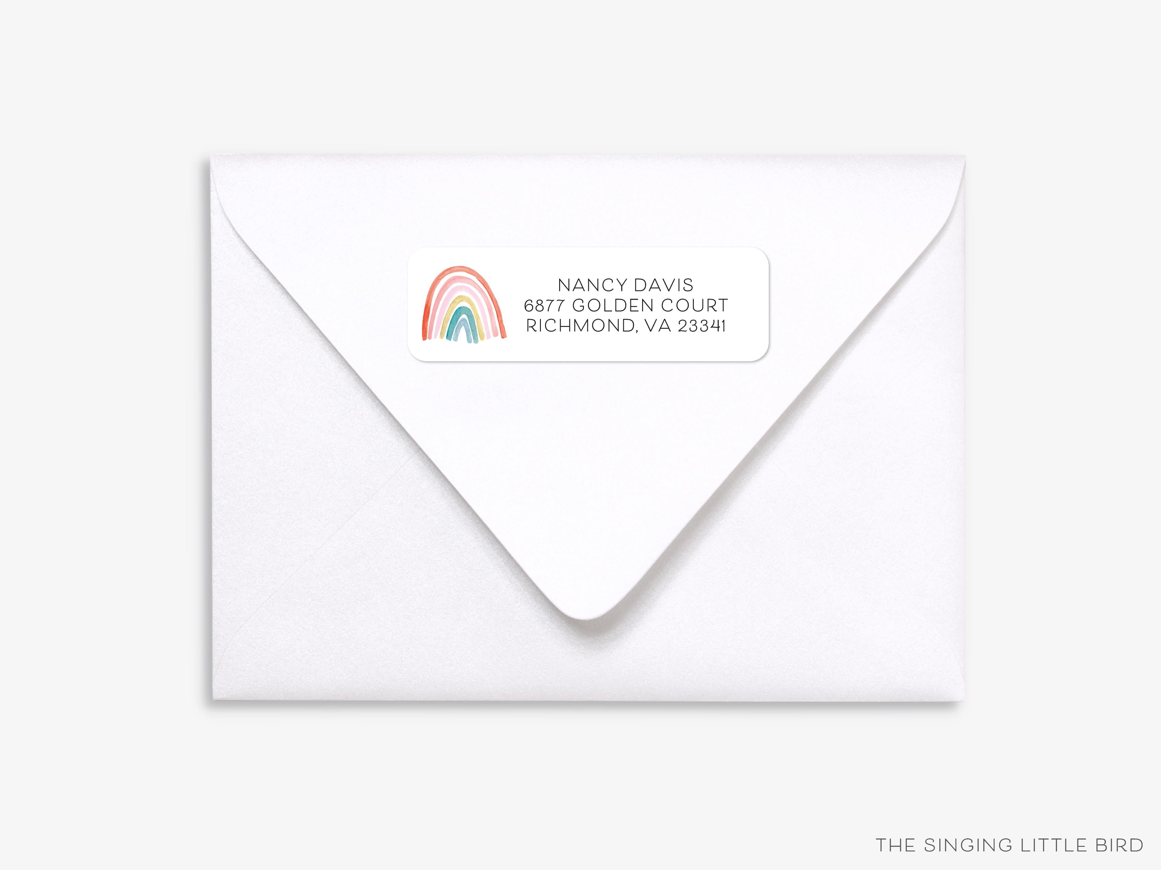 Boho Rainbow Return Address Labels-These personalized return address labels are 2.625" x 1" and feature our hand-painted watercolor Rainbow, printed in the USA on beautiful matte finish labels. These make great gifts for yourself or the rainbow lover.-The Singing Little Bird
