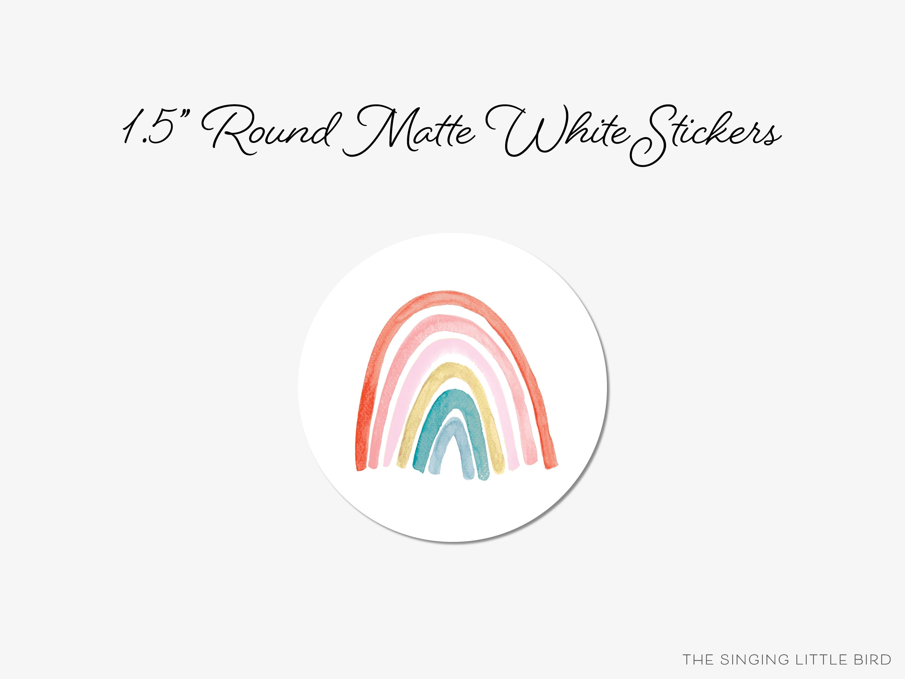 Boho Rainbow Round Stickers-These matte round stickers feature our hand-painted watercolor Rainbow, making great envelope seals or gifts for the rainbow lover in your life.-The Singing Little Bird