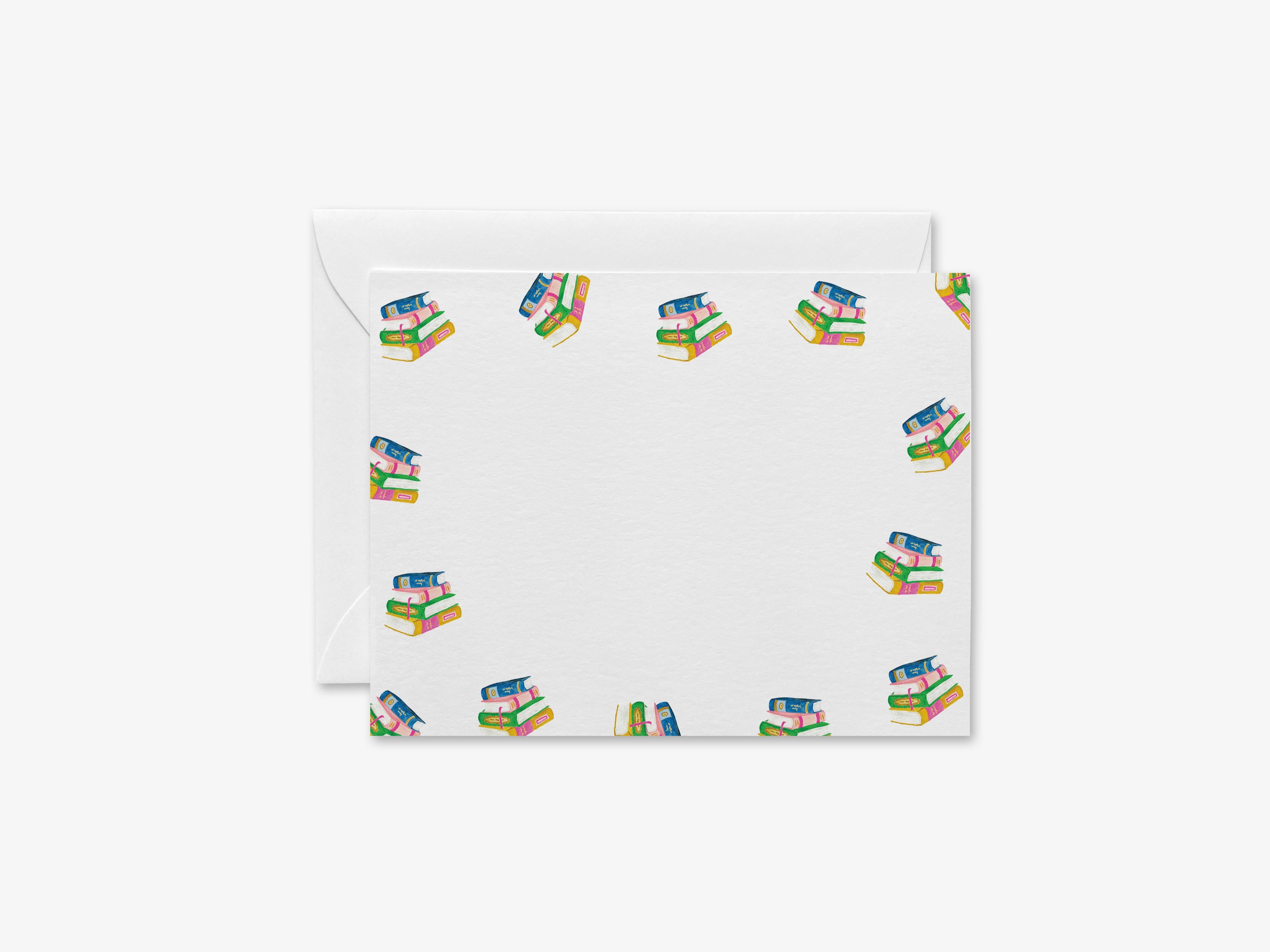 Book Lovers Flat Notes-These personalized flat notecards are 4.25x5.5 and feature our hand-painted watercolor books, printed in the USA on 120lb textured stock. They come with your choice of envelopes and make great thank yous and gifts for the book lover in your life.-The Singing Little Bird