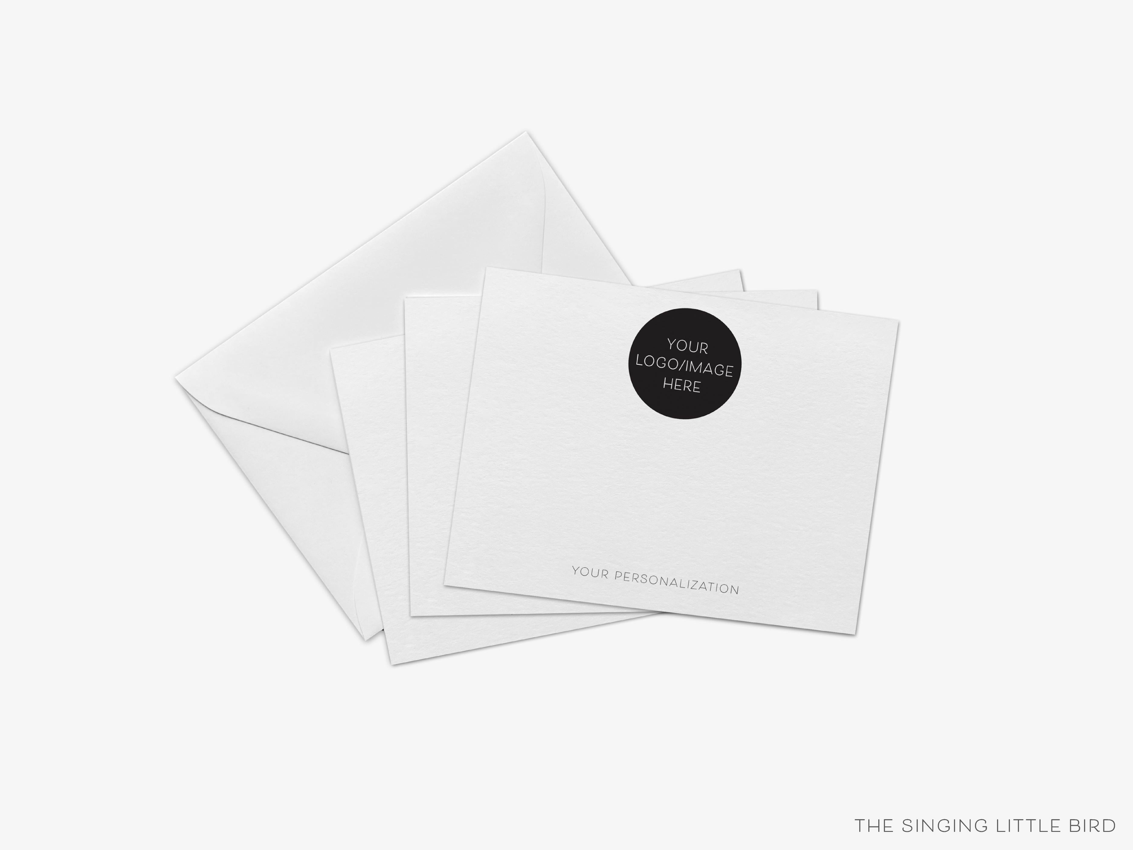 Custom Design Notecard Set-These personalized flat notecards are 4.25x5.5 and feature your custom design, printed in the USA on 120lb textured stock. They come with your choice of envelopes and make great thank yous and gifts for yourself or others.-The Singing Little Bird