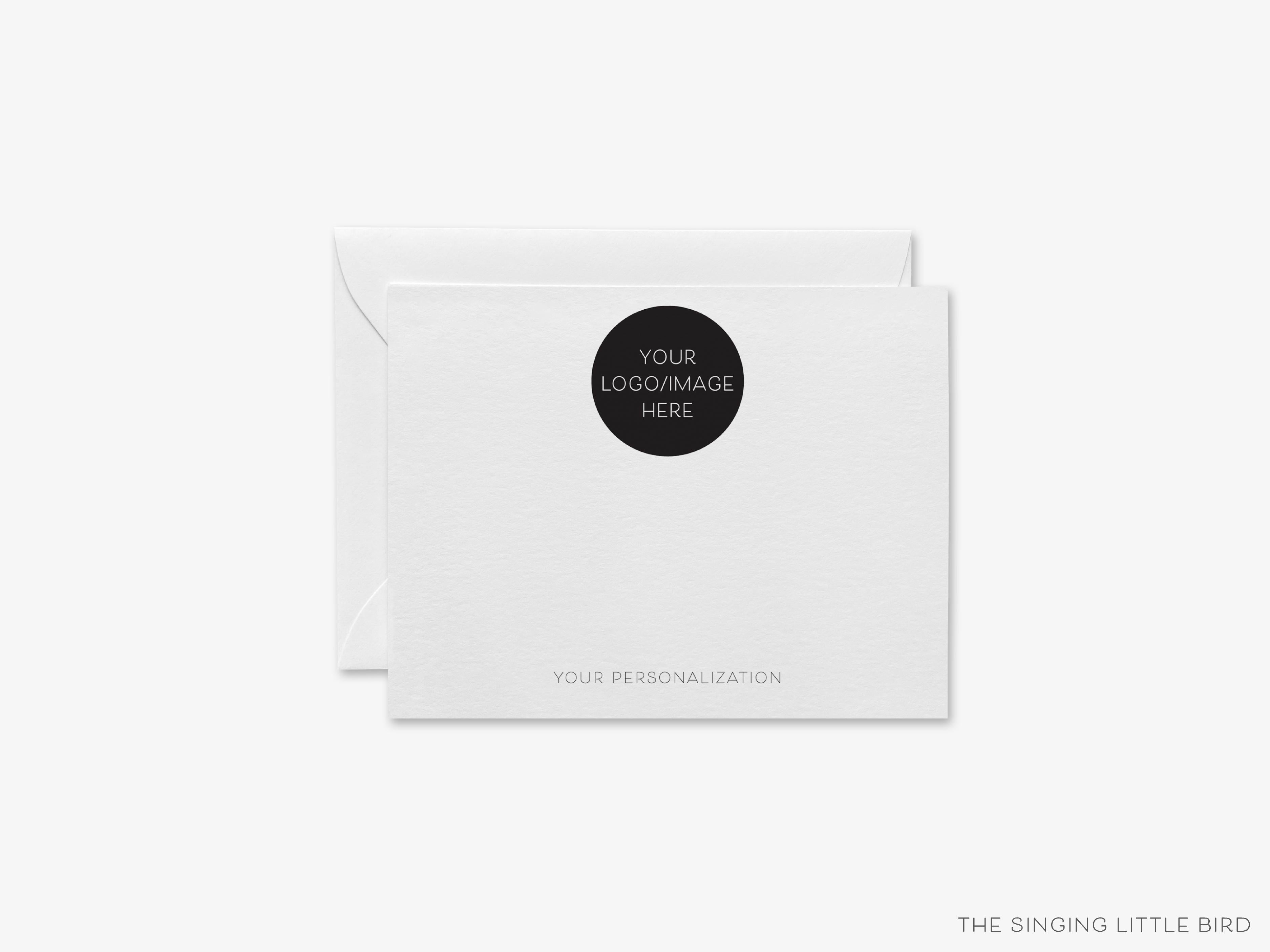 Custom Design Notecard Set-These personalized flat notecards are 4.25x5.5 and feature your custom design, printed in the USA on 120lb textured stock. They come with your choice of envelopes and make great thank yous and gifts for yourself or others.-The Singing Little Bird