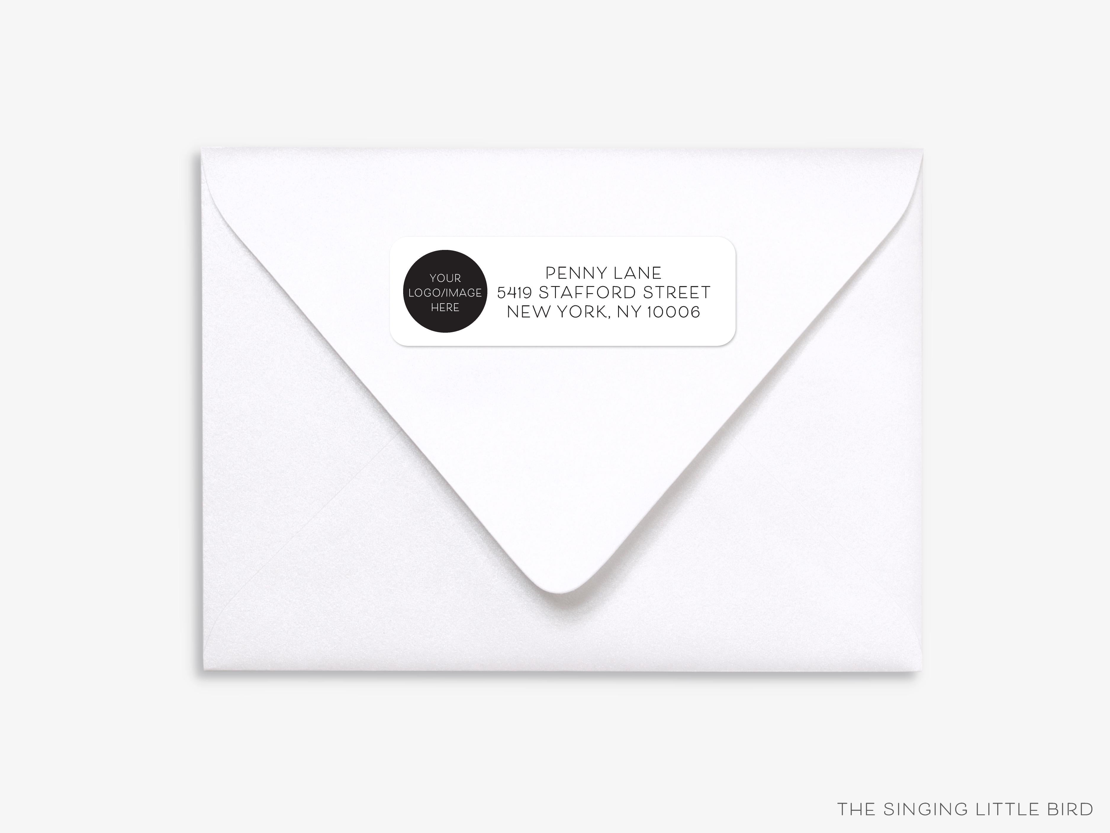 Custom Design Return Address Labels-These personalized return address labels are 2.625" x 1" and feature your custom design or logo, printed in the USA on beautiful matte finish labels. These make great gifts for yourself or your business.-The Singing Little Bird