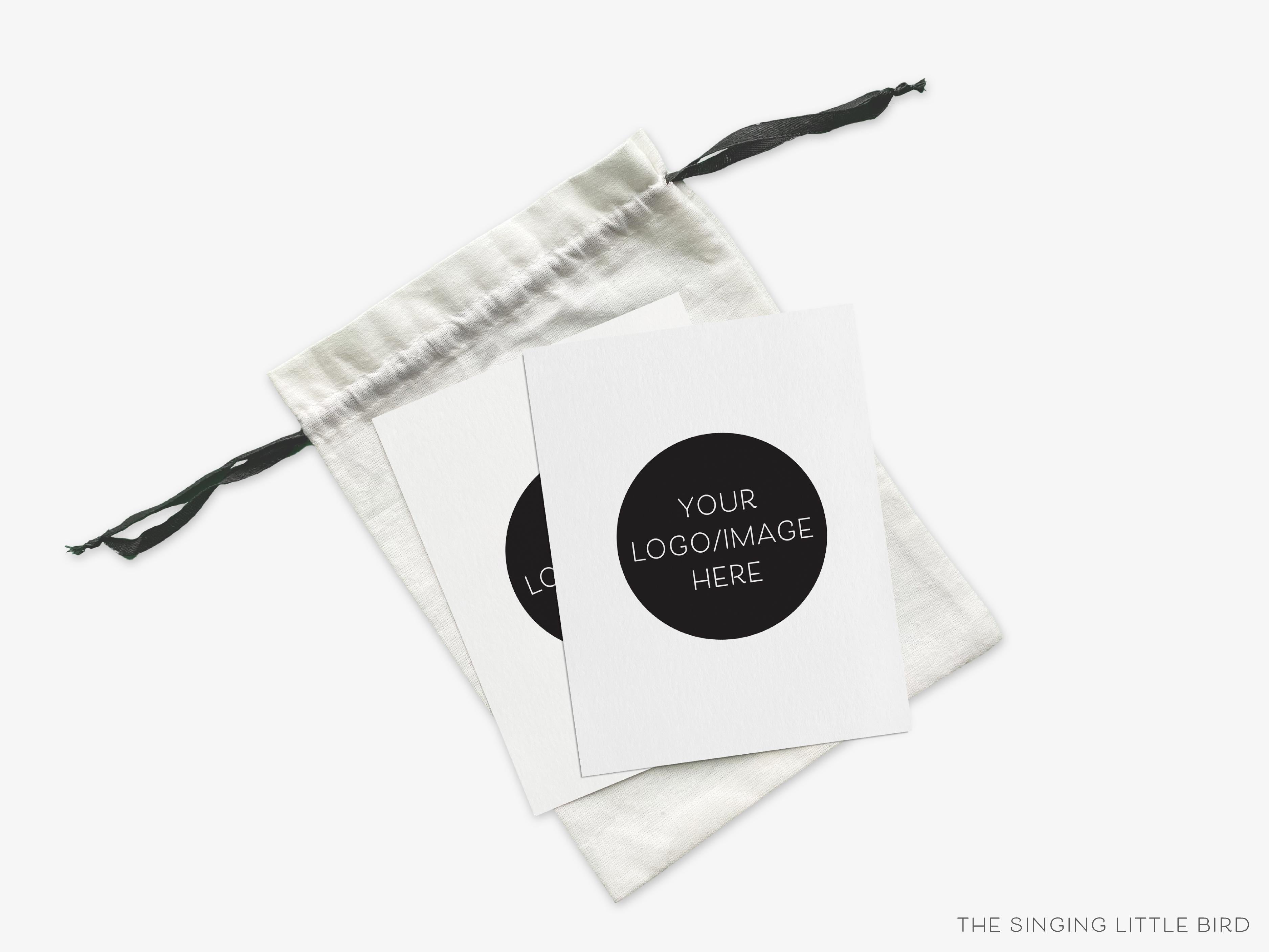 Custom Design/Logo Folded Cards-These folded greeting cards are 4.25x5.5 and feature your custom design or logo, printed in the USA on 100lb textured stock. They come with White or Kraft envelopes.-The Singing Little Bird