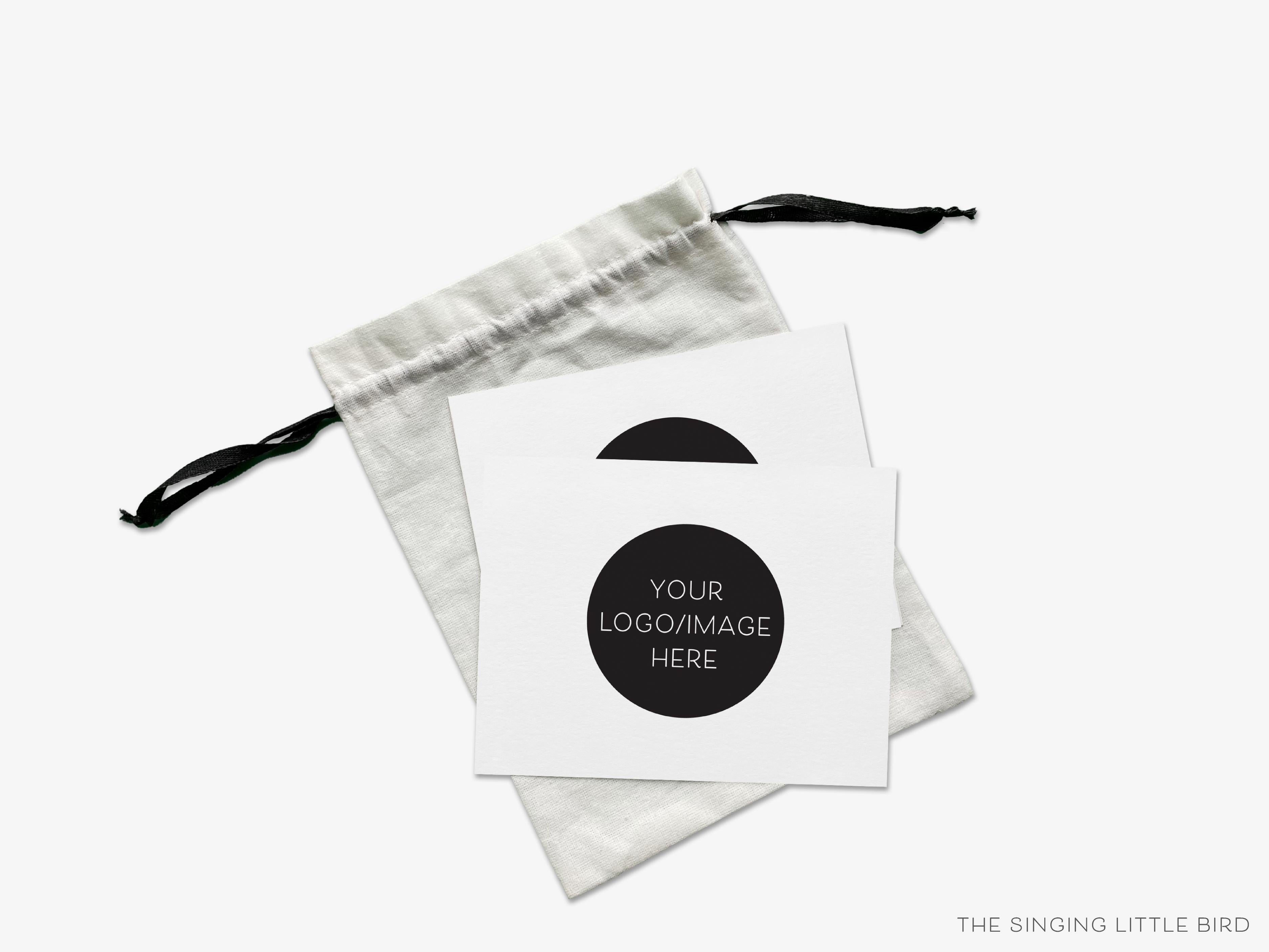 Custom Design/Logo Folded Cards-These folded greeting cards are 4.25x5.5 and feature your custom design or logo, printed in the USA on 100lb textured stock. They come with White or Kraft envelopes.-The Singing Little Bird