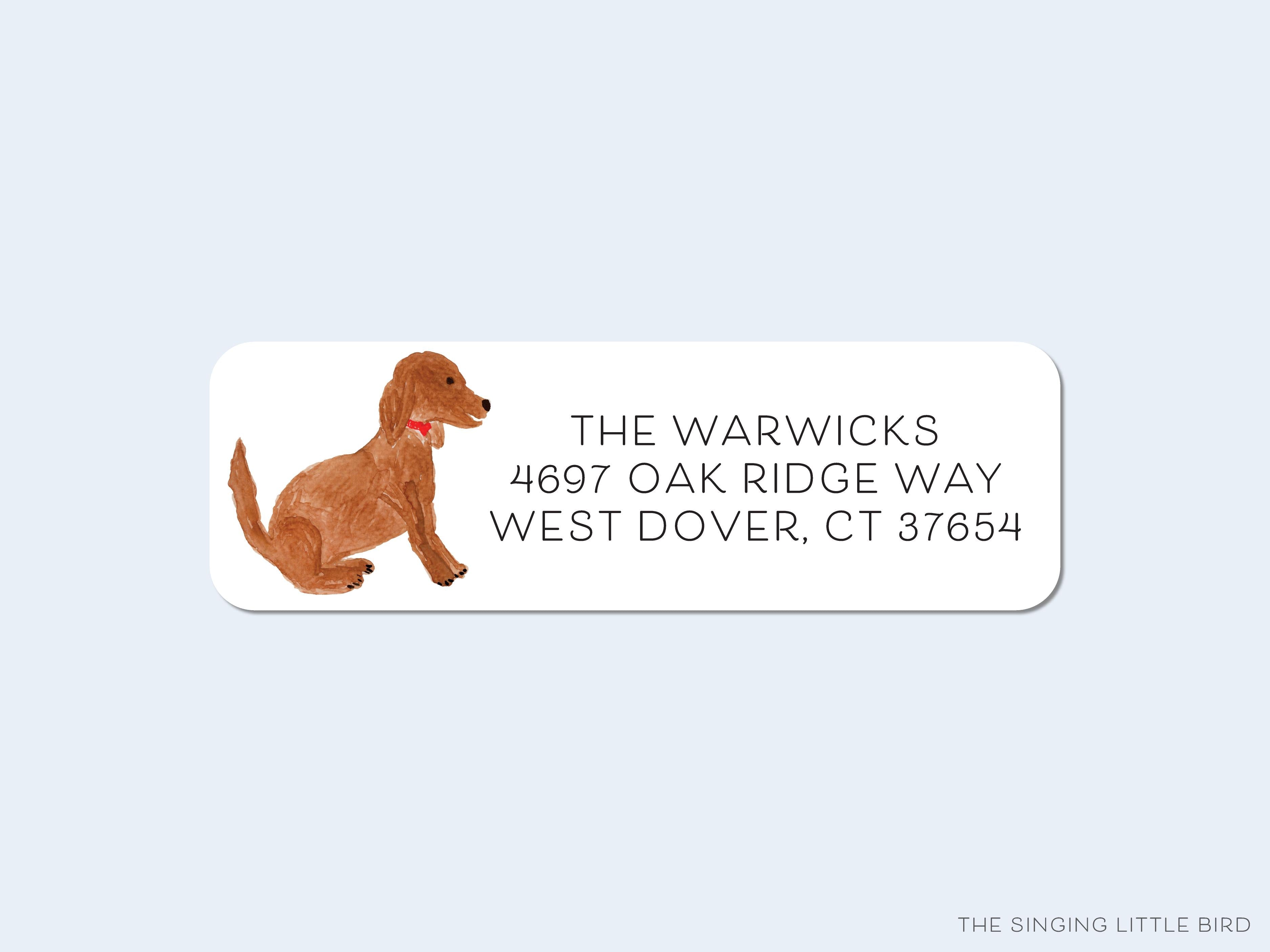 Dog Lover Return Address Labels-These personalized return address labels are 2.625" x 1" and feature our hand-painted watercolor dog, printed in the USA on beautiful matte finish labels. These make great gifts for yourself or the animal lover.-The Singing Little Bird