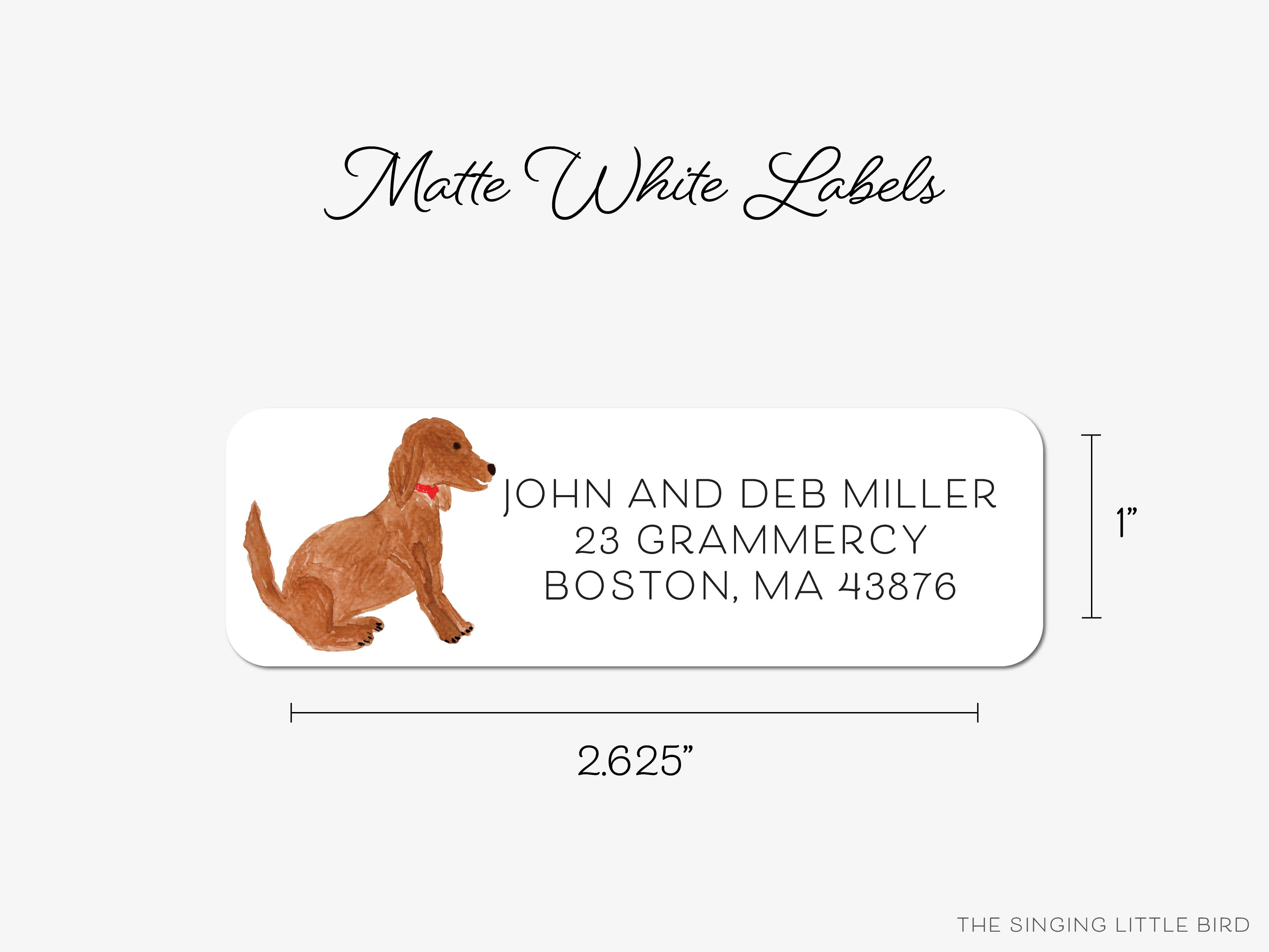 Dog Lover Return Address Labels-These personalized return address labels are 2.625" x 1" and feature our hand-painted watercolor dog, printed in the USA on beautiful matte finish labels. These make great gifts for yourself or the animal lover.-The Singing Little Bird
