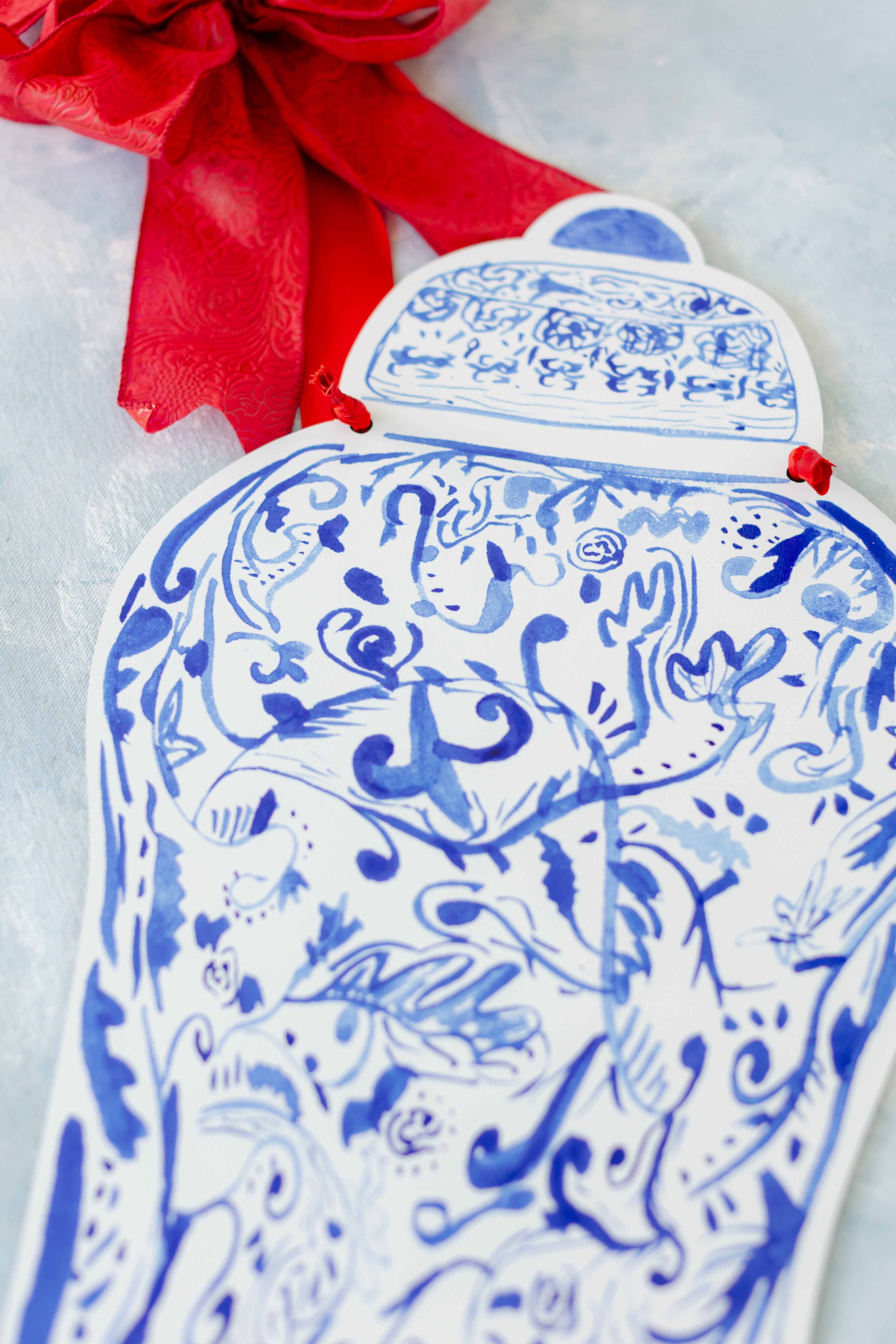 "Evergreen Blue" Chinoiserie Ginger Jar Hanger