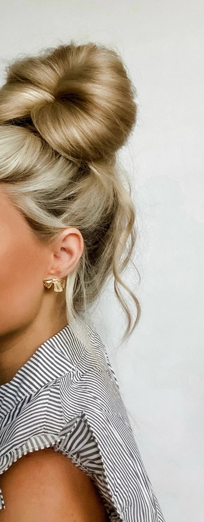 Textured Golden Bow Stud Earrings