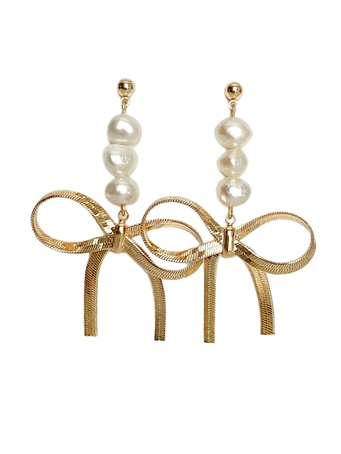 Pearl Bow Dangle Earrings