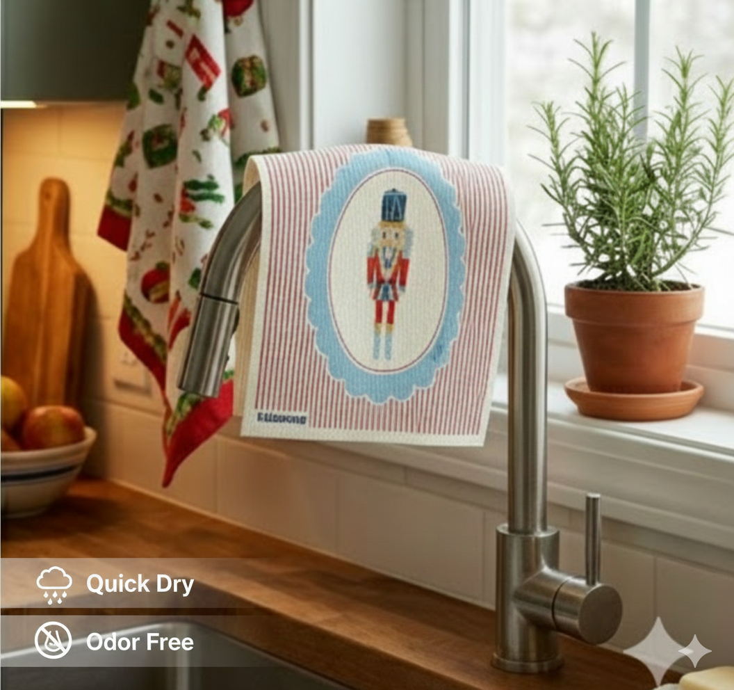 Holiday Nutcracker Collection Red Nutcrackers- Linhome x Liesel Anne Swedish Dishcloths - 1 Pack