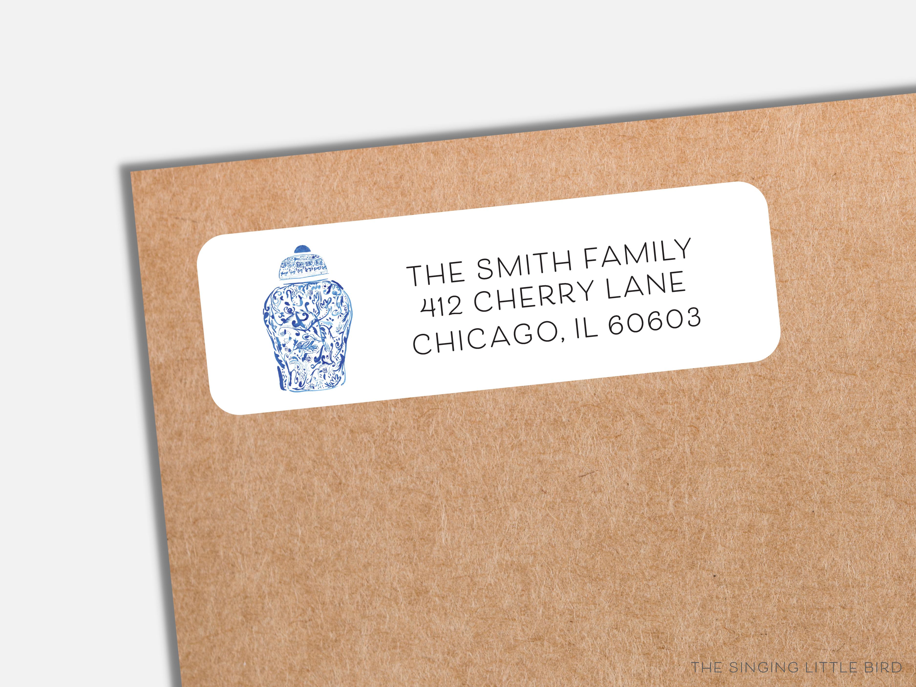 Ginger Jar Return Address Labels-These personalized return address labels are 2.625" x 1" and feature our hand-painted watercolor Ginger Jar, printed in the USA on beautiful matte finish labels. These make great gifts for yourself or the chinoiserie lover.-The Singing Little Bird
