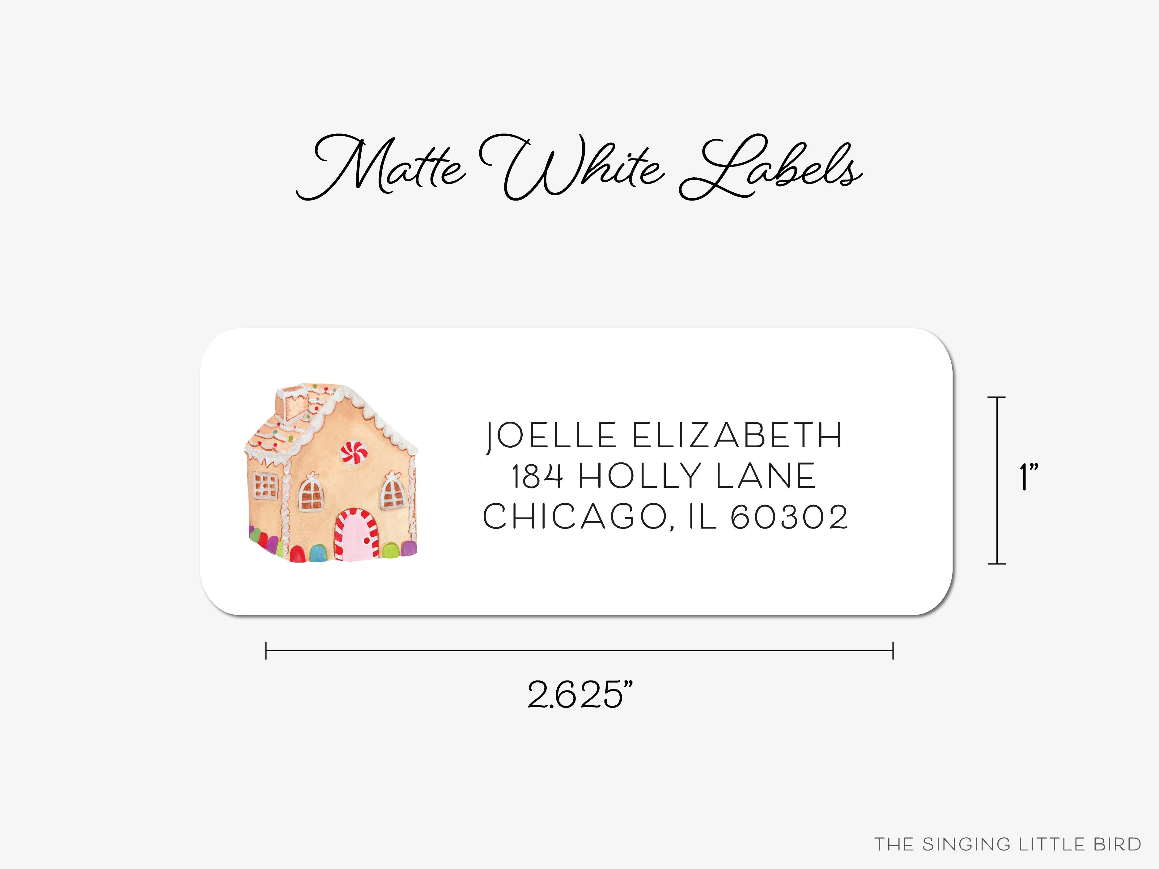 Gingerbread House Return Address Labels-These personalized return address labels are 2.625" x 1" and feature our hand-painted watercolor Gingerbread House, printed in the USA on beautiful matte finish labels. These make great gifts for yourself or the Christmas lover.-The Singing Little Bird