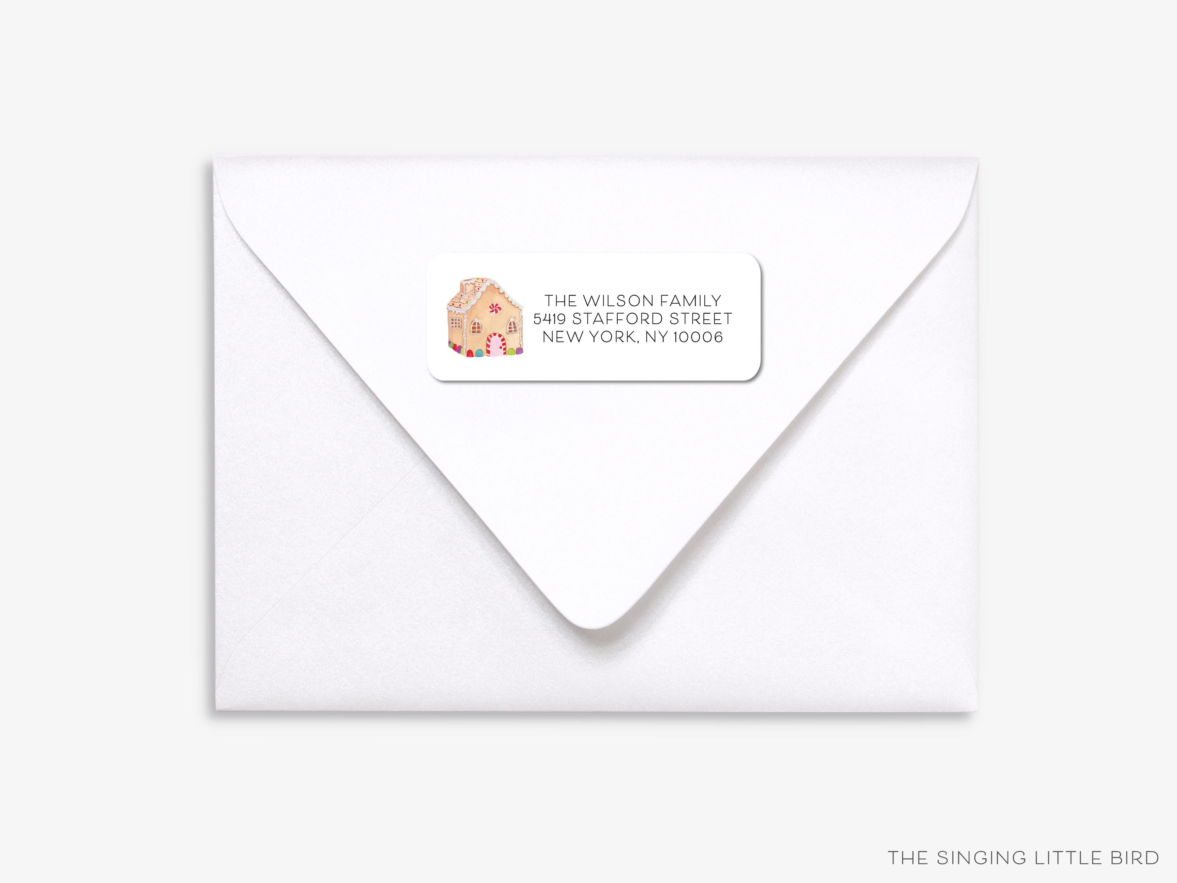 Gingerbread House Return Address Labels-These personalized return address labels are 2.625" x 1" and feature our hand-painted watercolor Gingerbread House, printed in the USA on beautiful matte finish labels. These make great gifts for yourself or the Christmas lover.-The Singing Little Bird