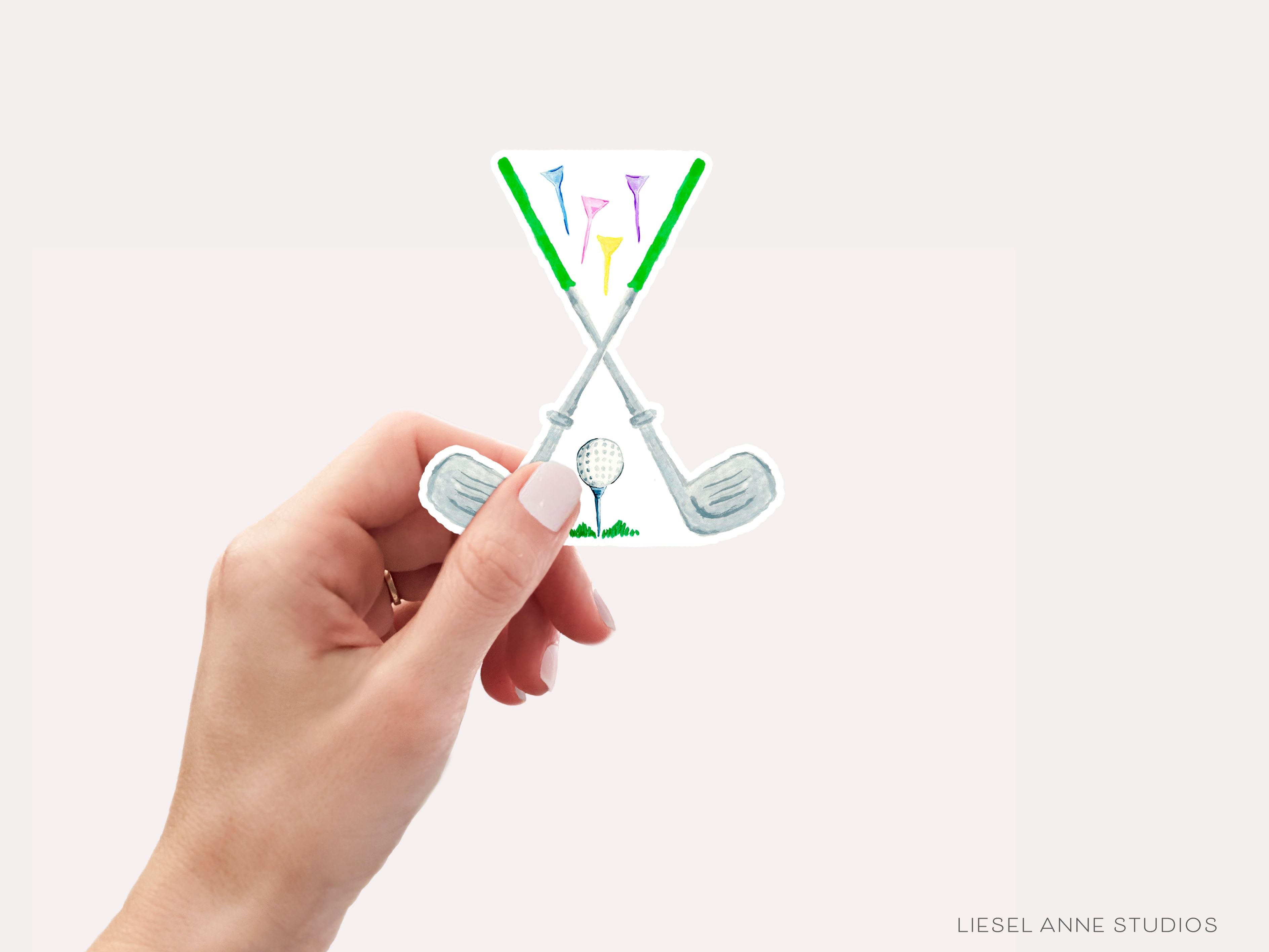 Golf Vinyl Sticker-These weatherproof die cut stickers feature our hand-painted watercolor golf clubs, making great laptop or water bottle stickers or gifts for the golf lover in your life.-The Singing Little Bird